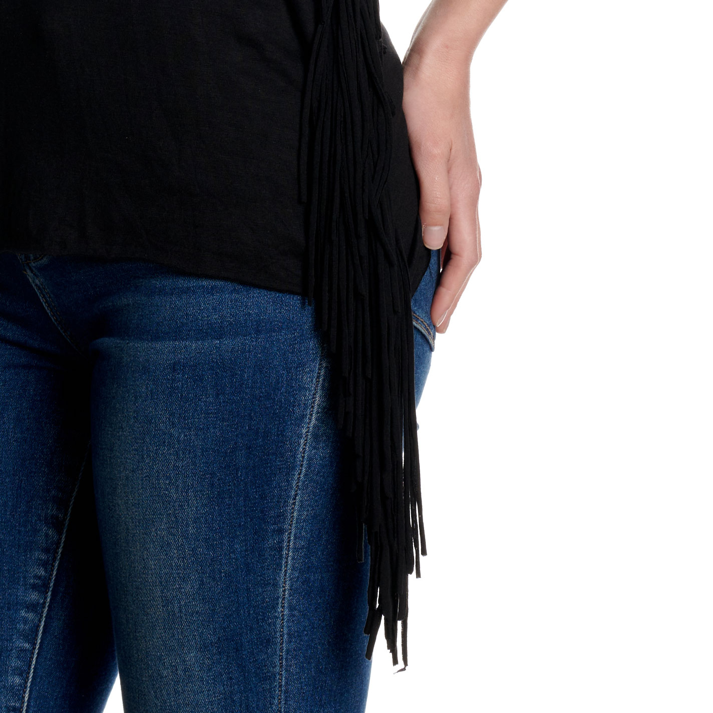 Cowgirl Hardware Women's Outlaw Country Side Fringe Black Tank Top - Image 4