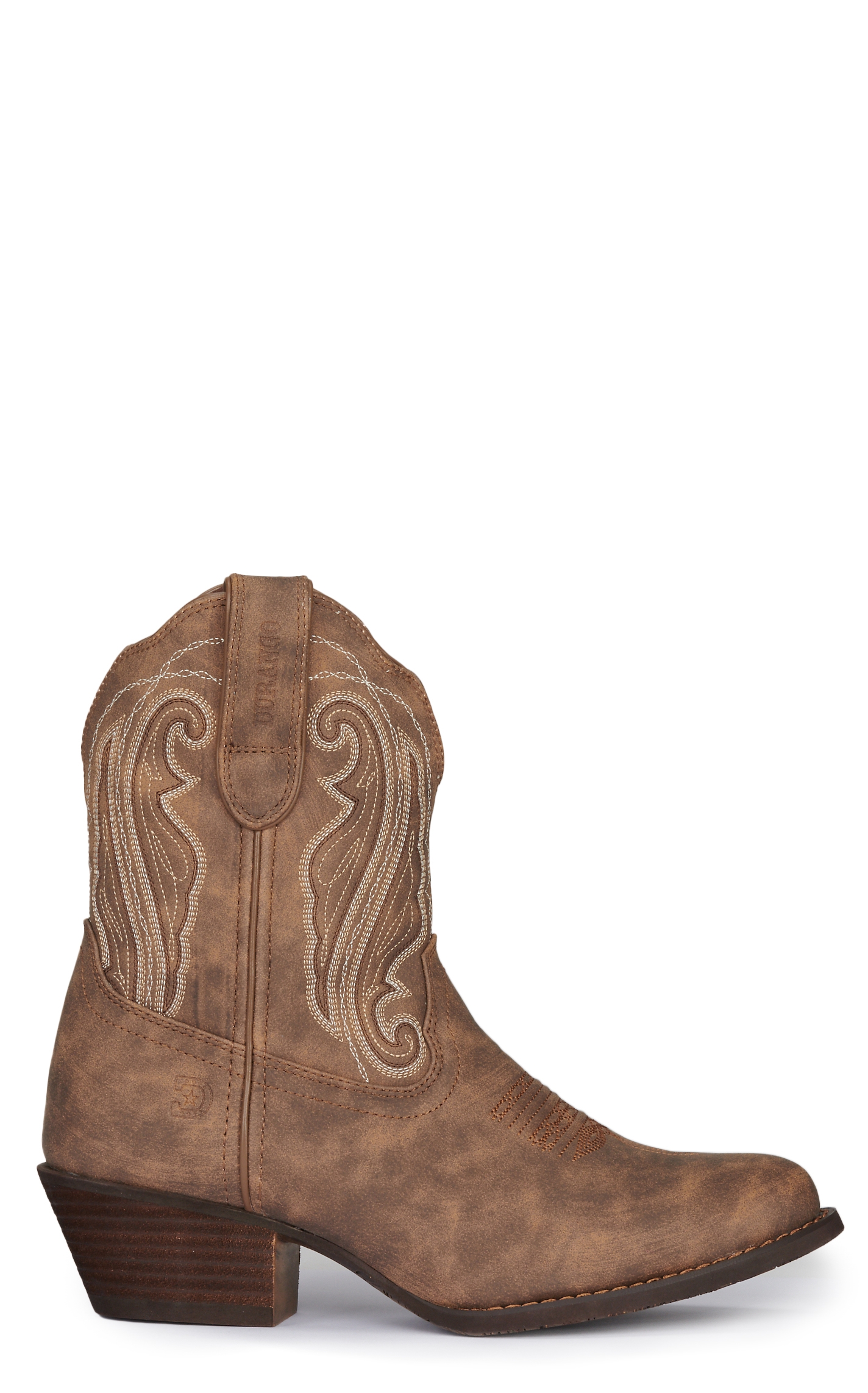 Durango Women's Crush Driftwood Brown with Fancy Stitching Snip Toe Cowboy Booties - Image 1