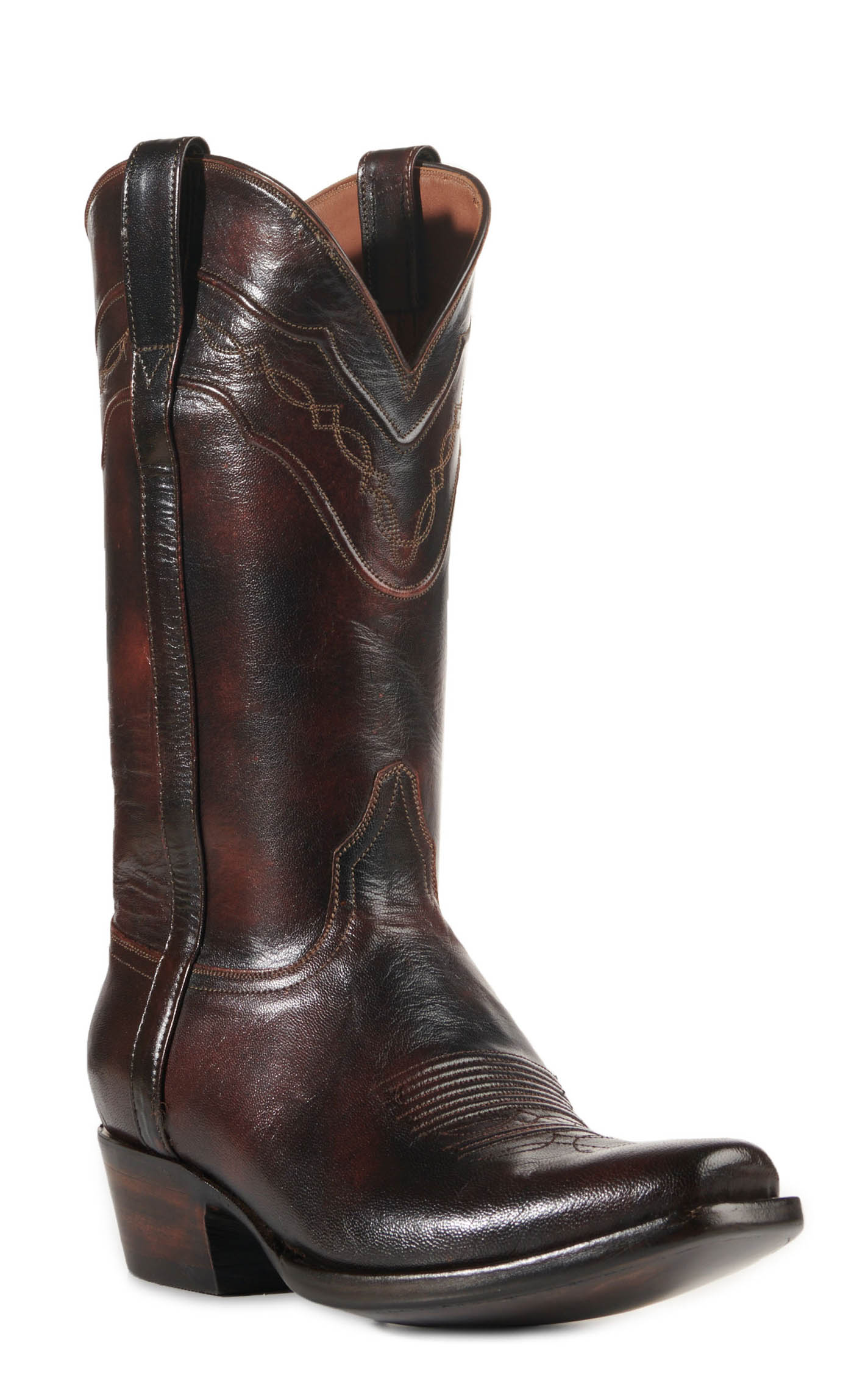 Black Jack Men's Brown Brush Off Goat Punchy Square Toe Cowboy Boots - Image 1