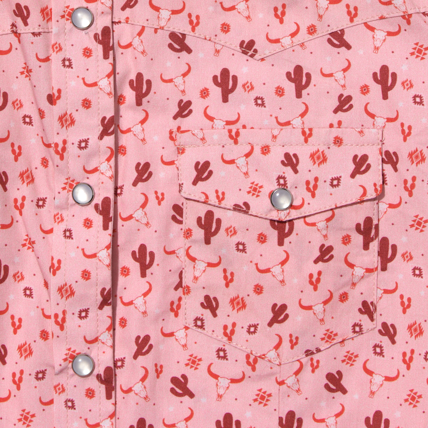 Rockin C Girl's Pink Cactus & Skull Print Western Shirt - Image 1