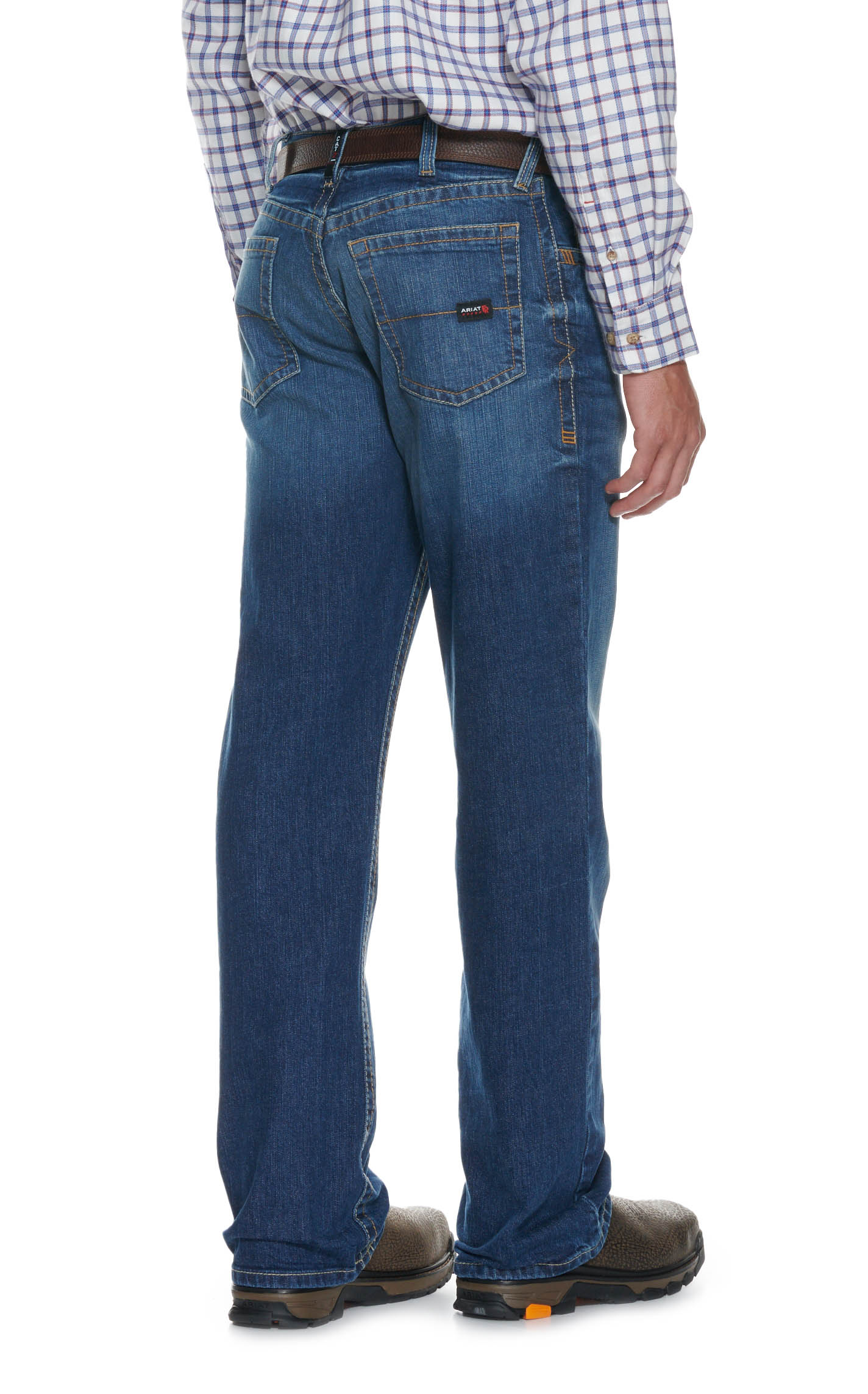 Ariat Men's FR M4 Alloy Dark Wash Relaxed Fit Boot Cut Work Jeans - Image 1