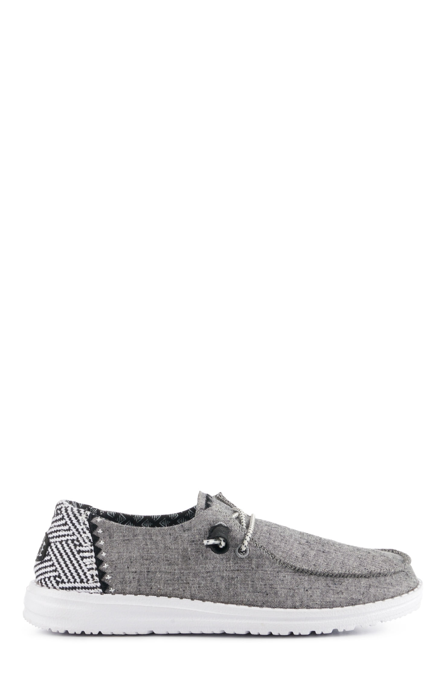 Hey Dude Women’s Wendy Chambray Onyx Black Moc Toe Lace Up Casual Shoes - Image 1
