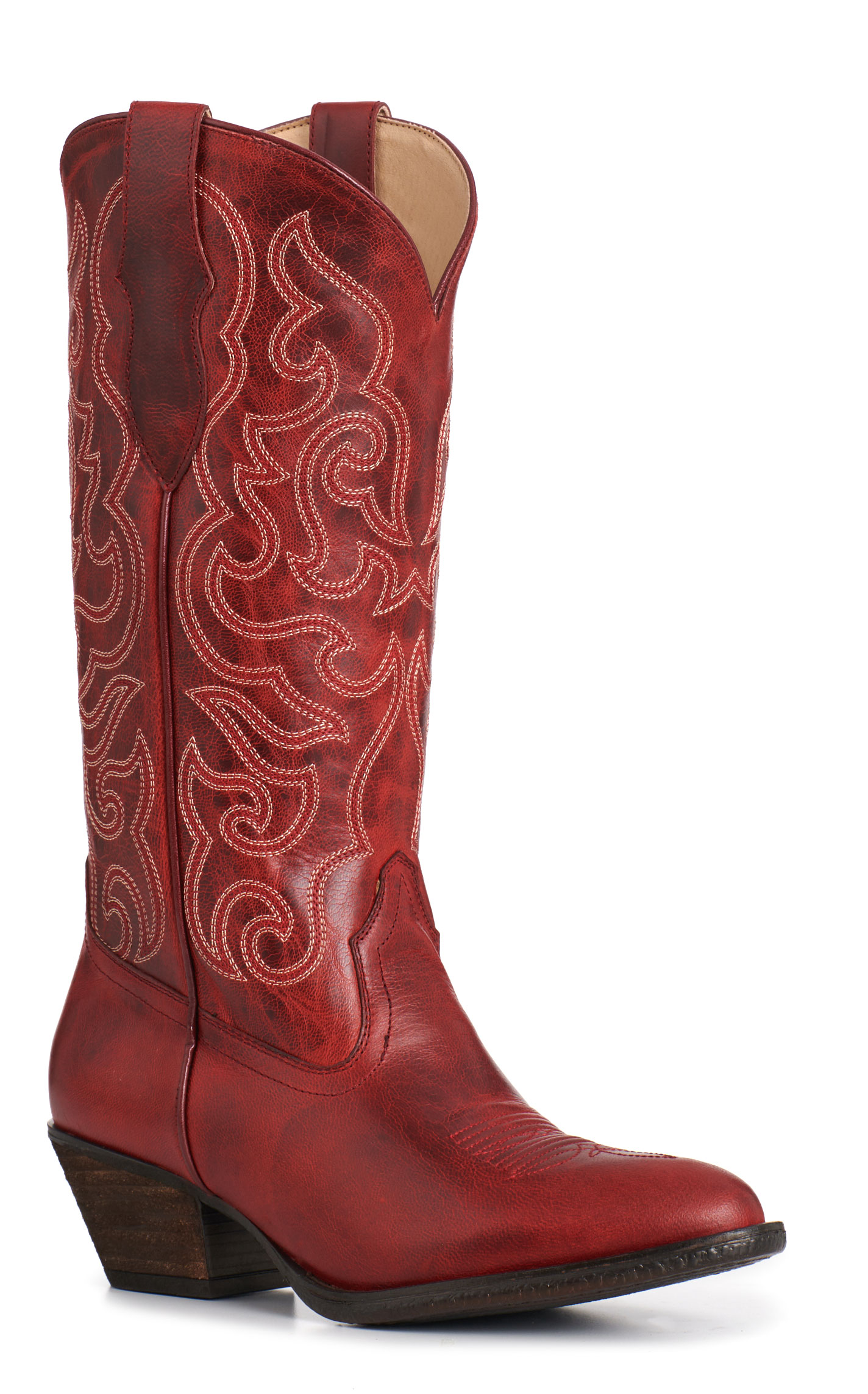 Rockin' C Women's Red Goat Leather R Toe Cowboy Boots - Image 1