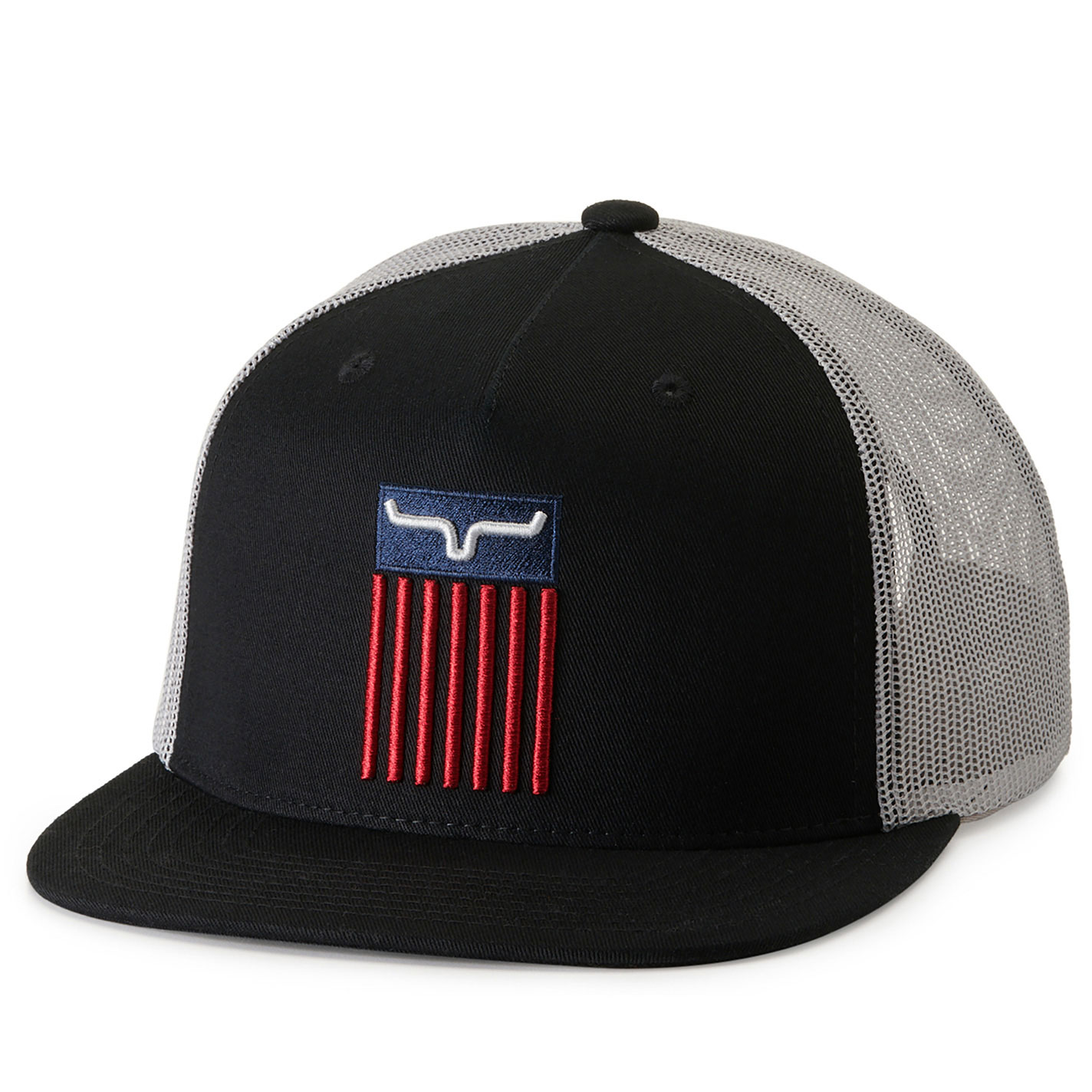 Kimes Ranch Cody Black with Flag Embroidery Cap - Image 1