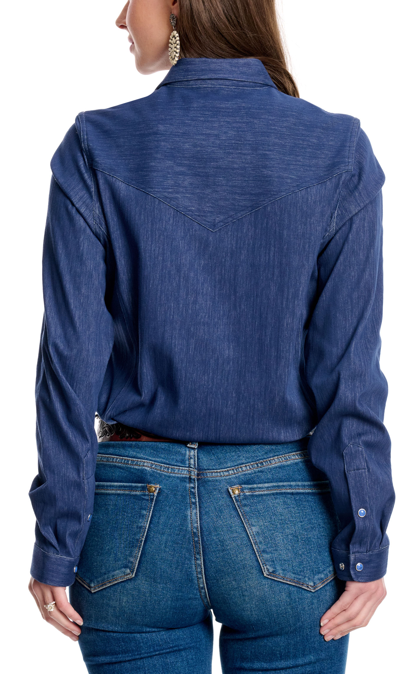 Outback Trading Co. Women's Dark Wash Denim & Blue Snap Kat Shirt - Image 1