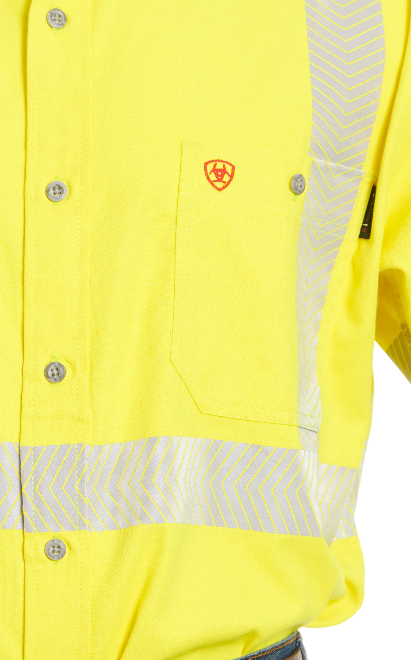 Ariat Men's High Visibility Yellow & Silver Reflective Tire Stripe Long Sleeve FR Work Shirt - Image 1
