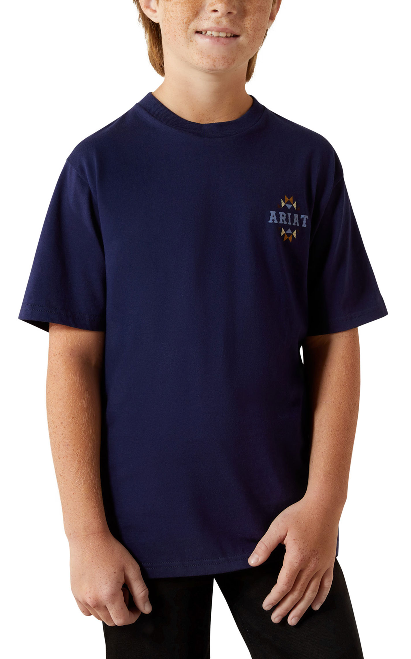 Ariat Boy's Woven West Blue Graphic T-Shirt - Image 1