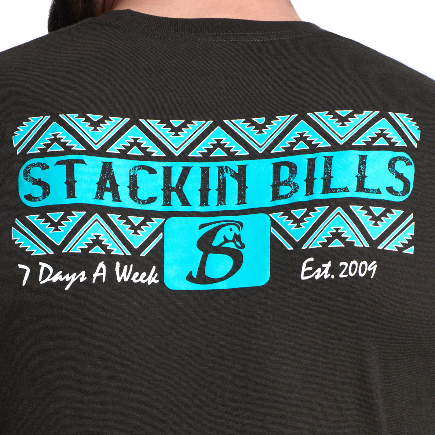 Stackin Bills Men's Black 7 Days Graphic Logo T-Shirt - Image 1