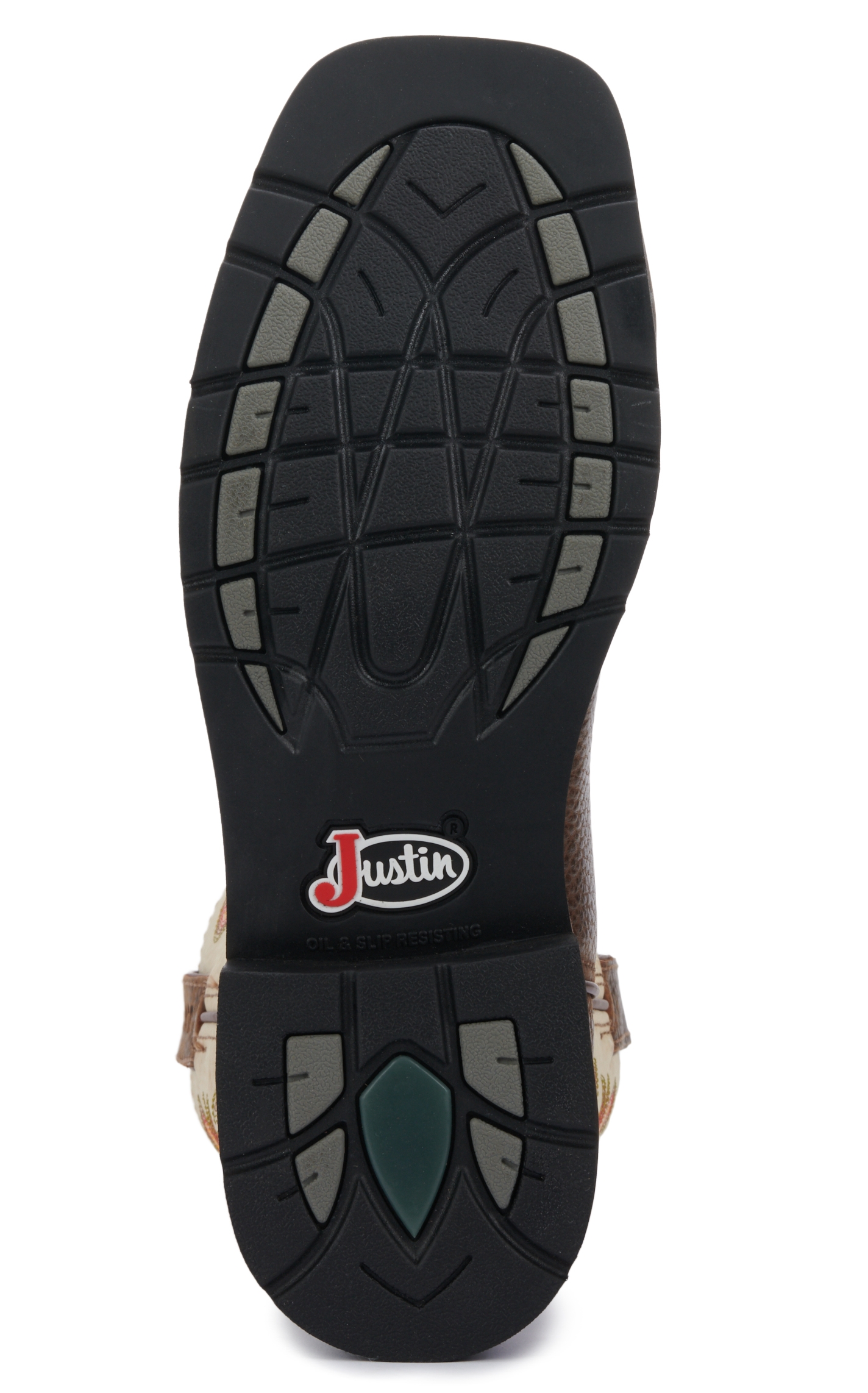 Justin Men's Stampede Driller Rich Brown and Ivory Square Steel Toe Work Boot - Image 1