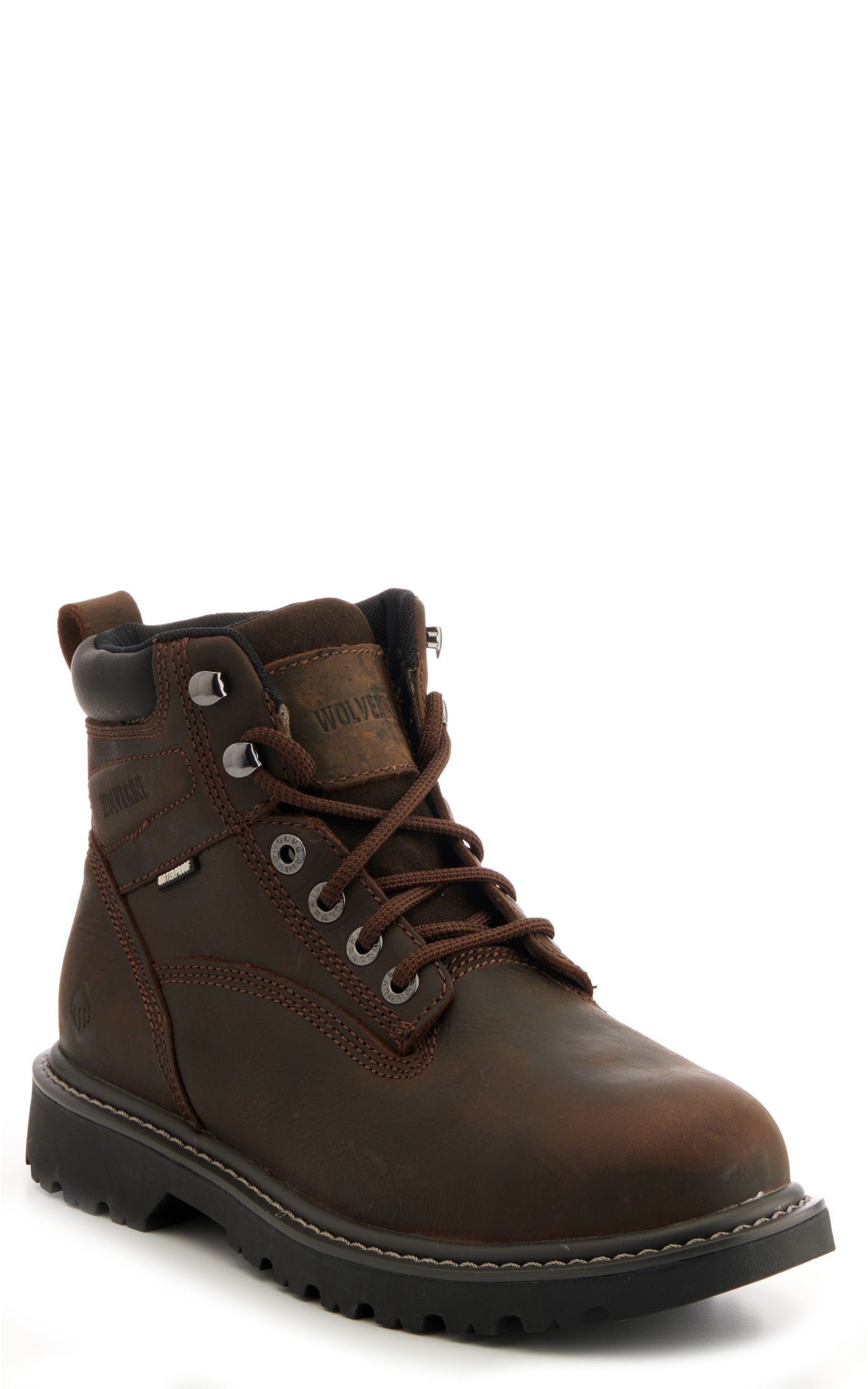 Wolverine Men's Floorhand Brown Waterproof Round Steel Toe Lace Up Work Boot - Image 1