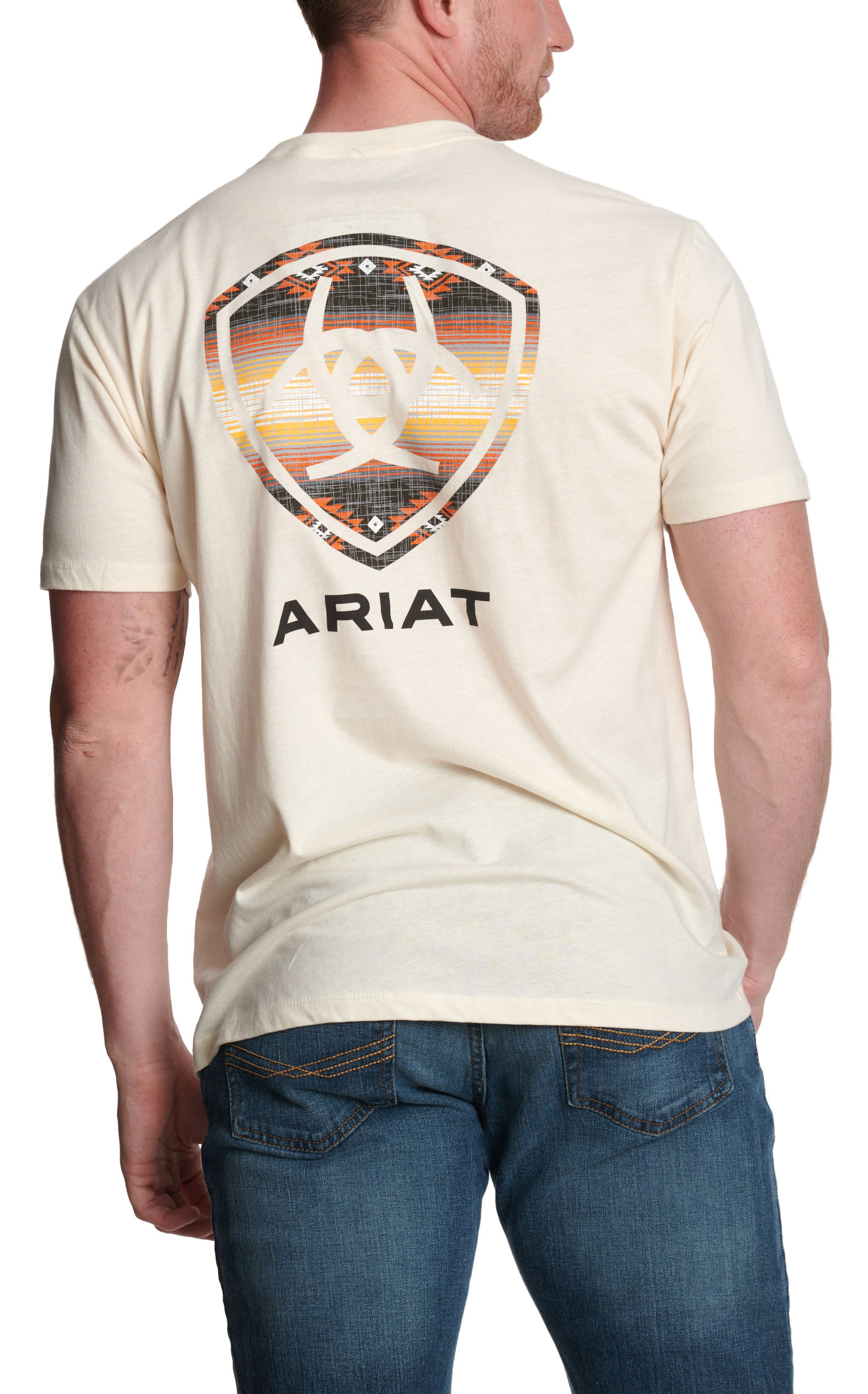 Ariat Men's Off White Ariat Logo SMU T-Shirt - Image 1