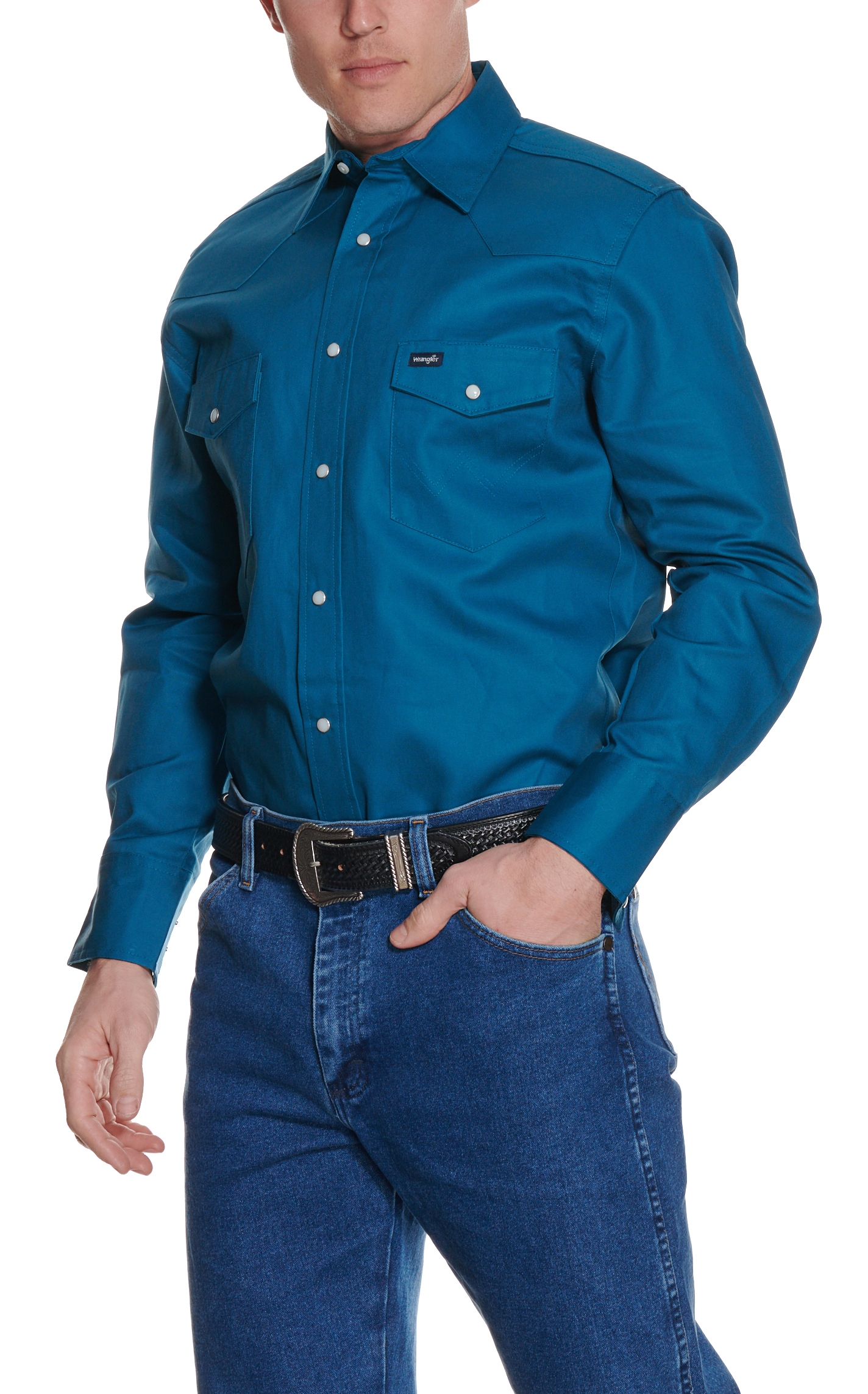 Wrangler Dark Teal Long Sleeve Workshirt - Image 1