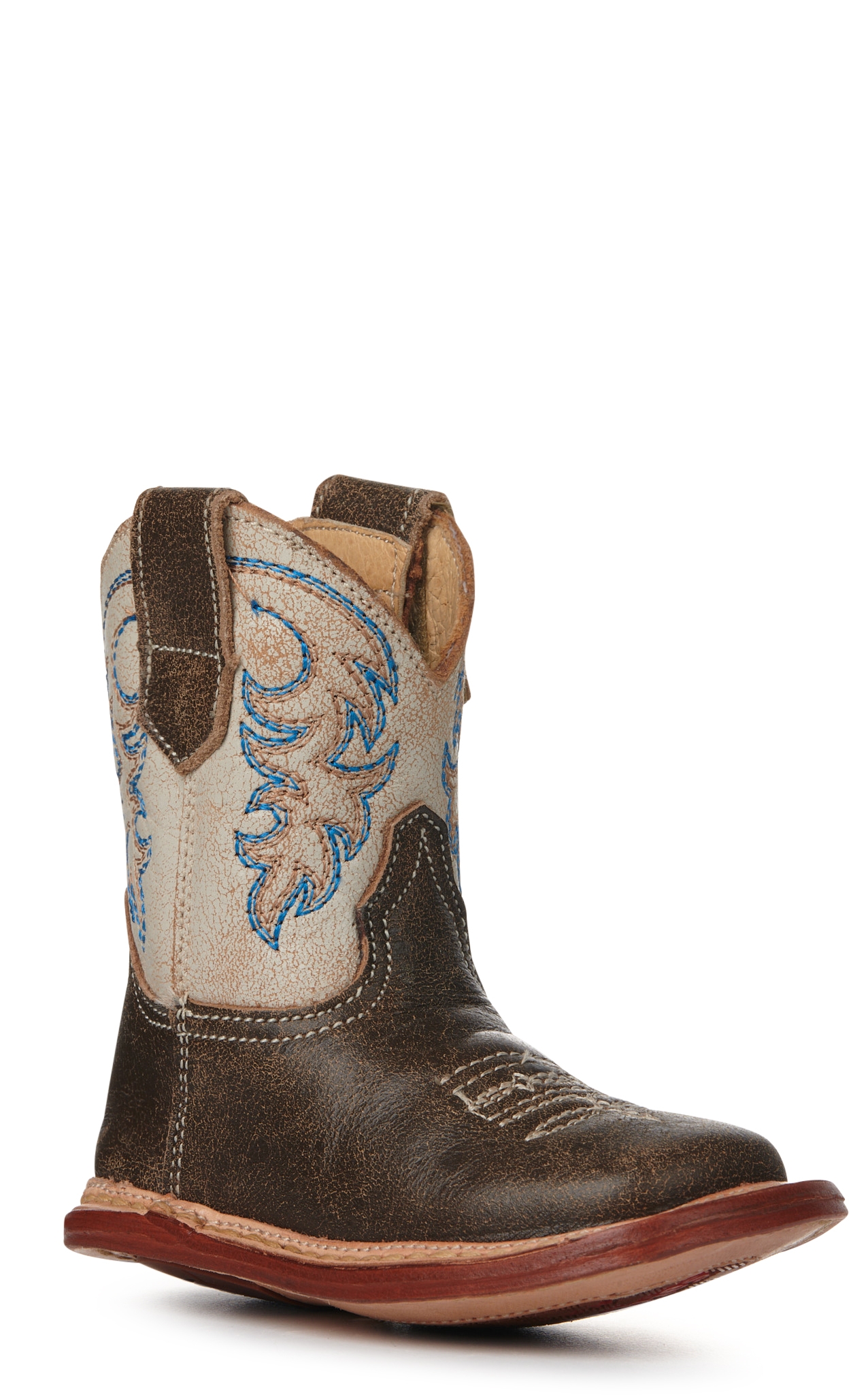 Roper Infant Cowbaby Parker Brown and Cream Square Toe Cowboy Boots - Image 1