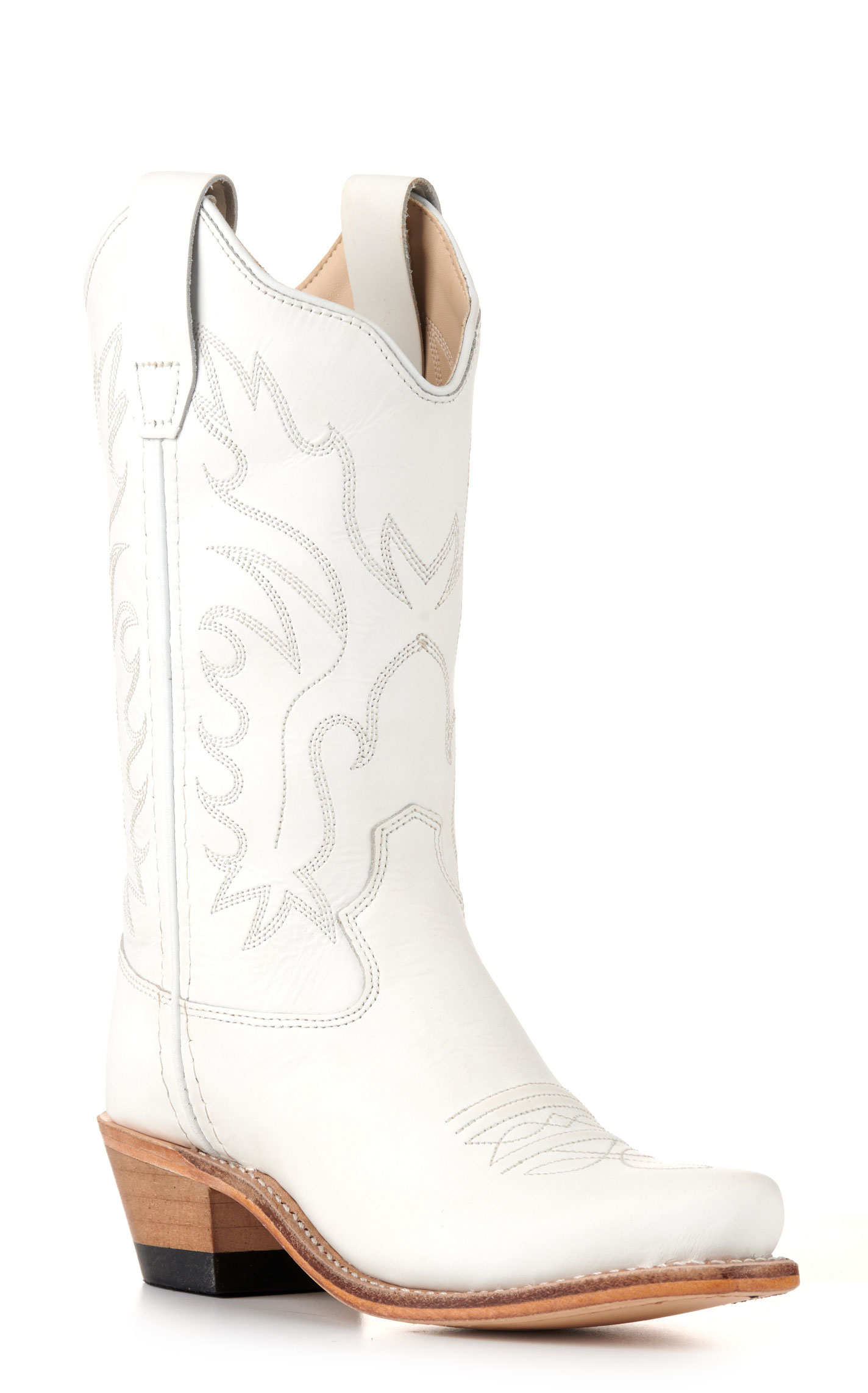 Old West Youth White Snip Toe Cowboy Boots - Image 1