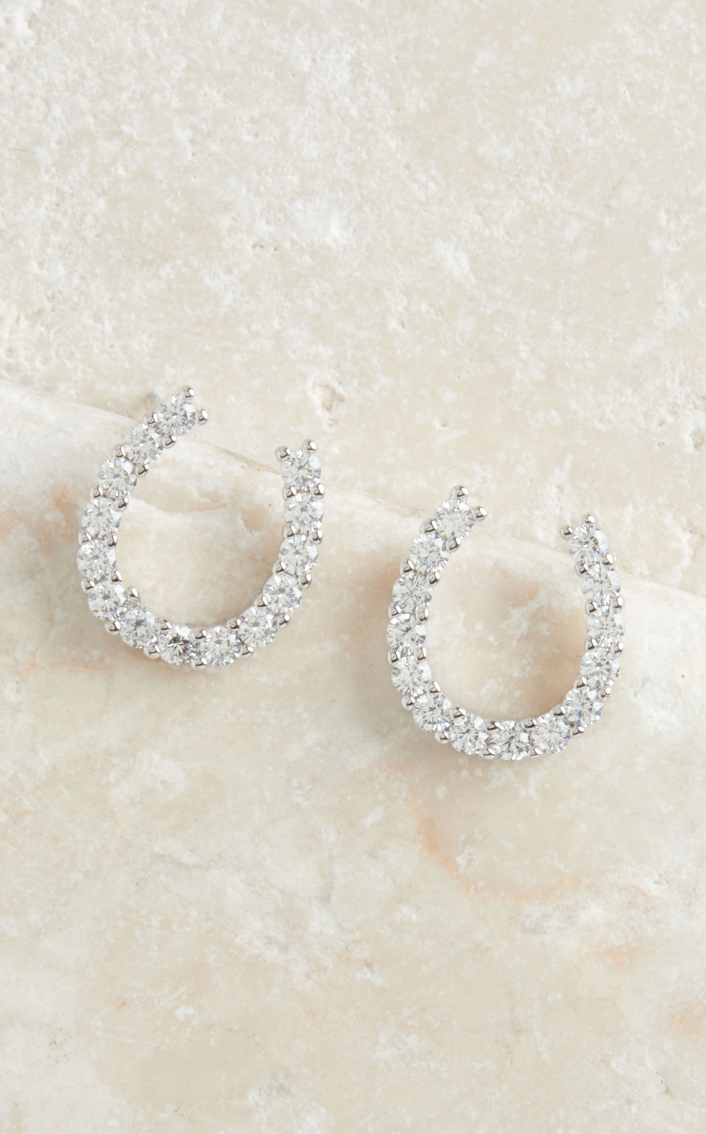 Montana Silversmiths Silver with Clear Crystal Horseshoe Earrings - Image 1