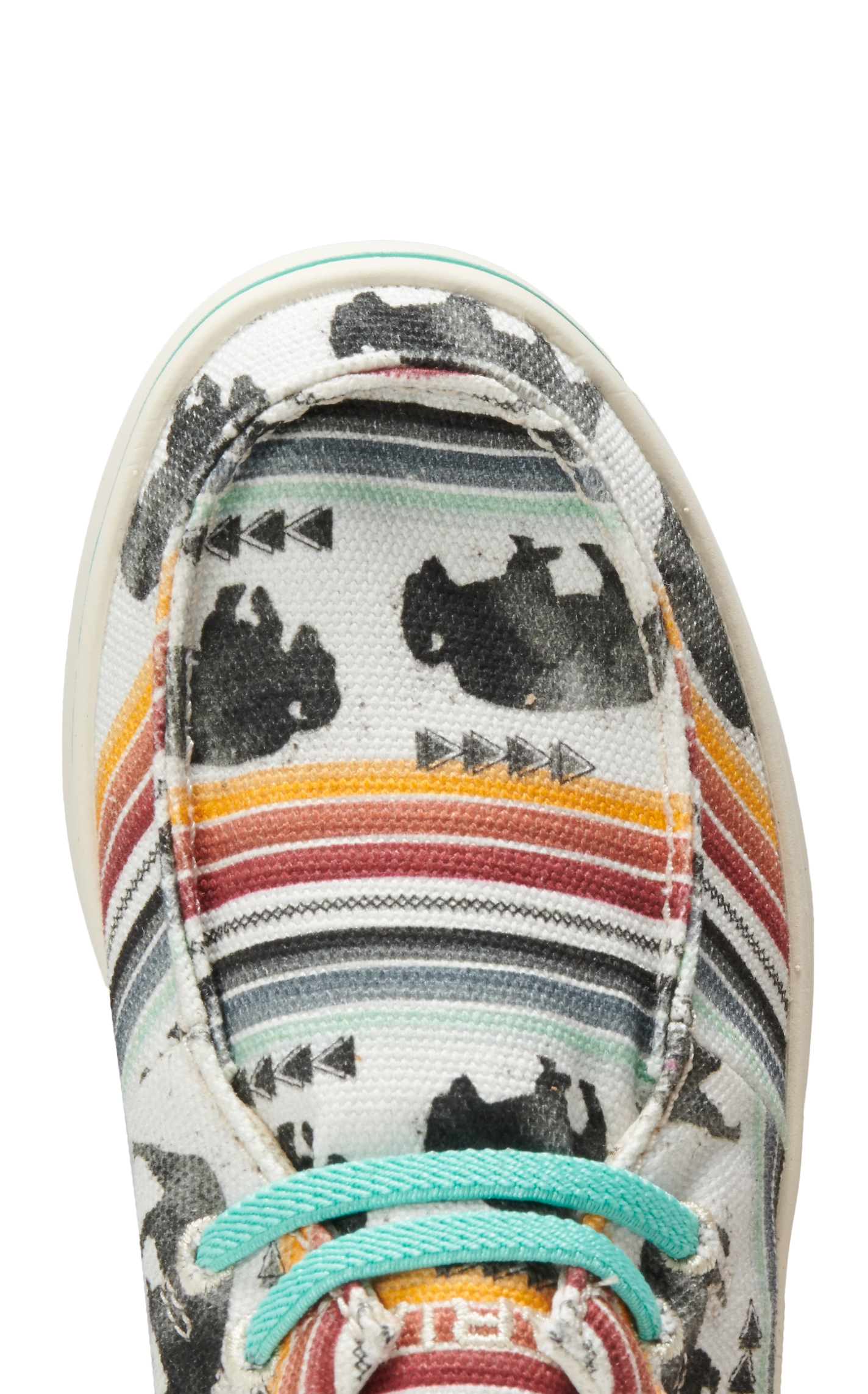 Ariat Kids' Hilo White Buffalo Print Canvas Lace Up Casual Shoes - Image 1