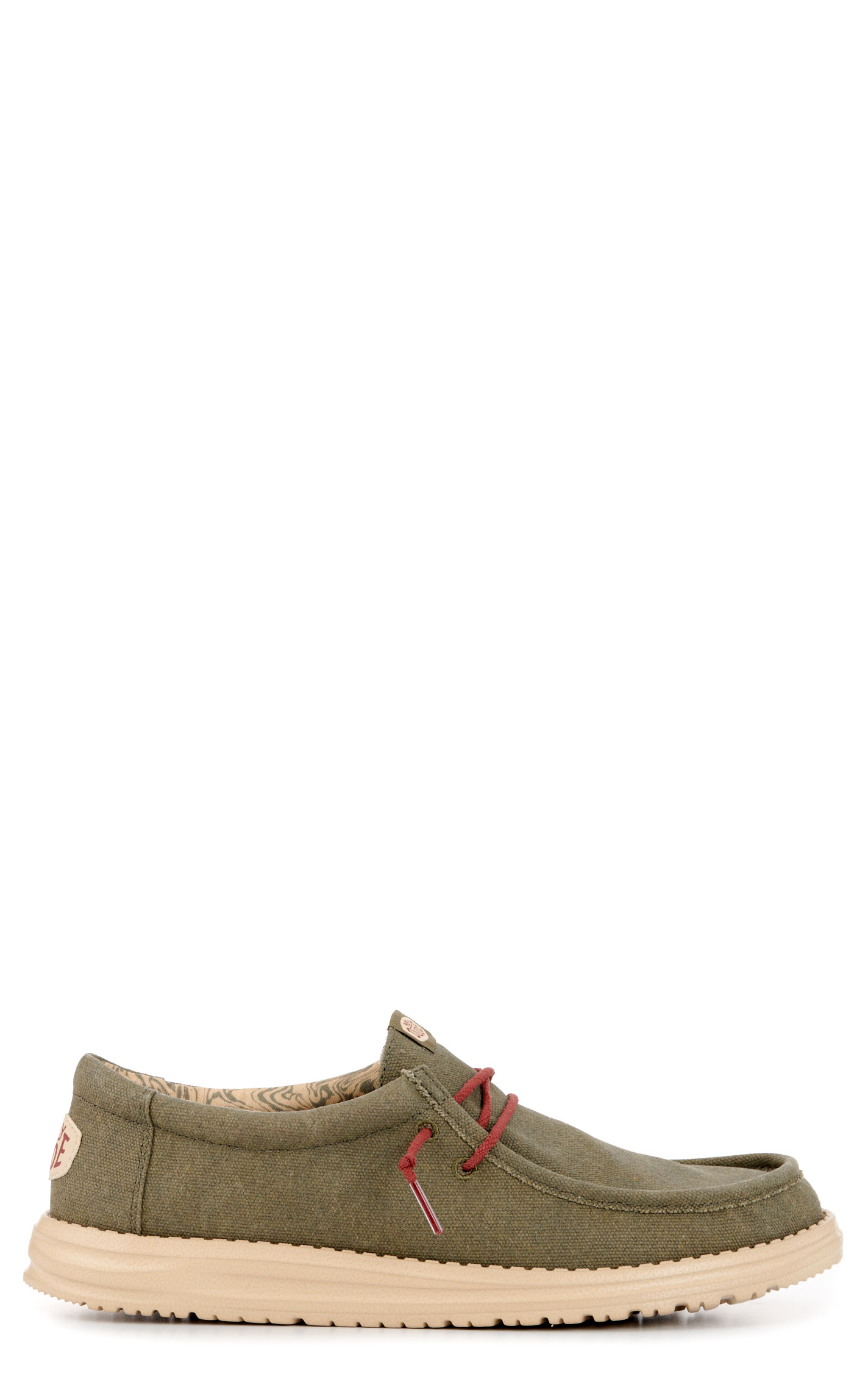 Hey Dude Men's Wally Waxed Canvas Olive Lace Up Casual Shoes - Image 1