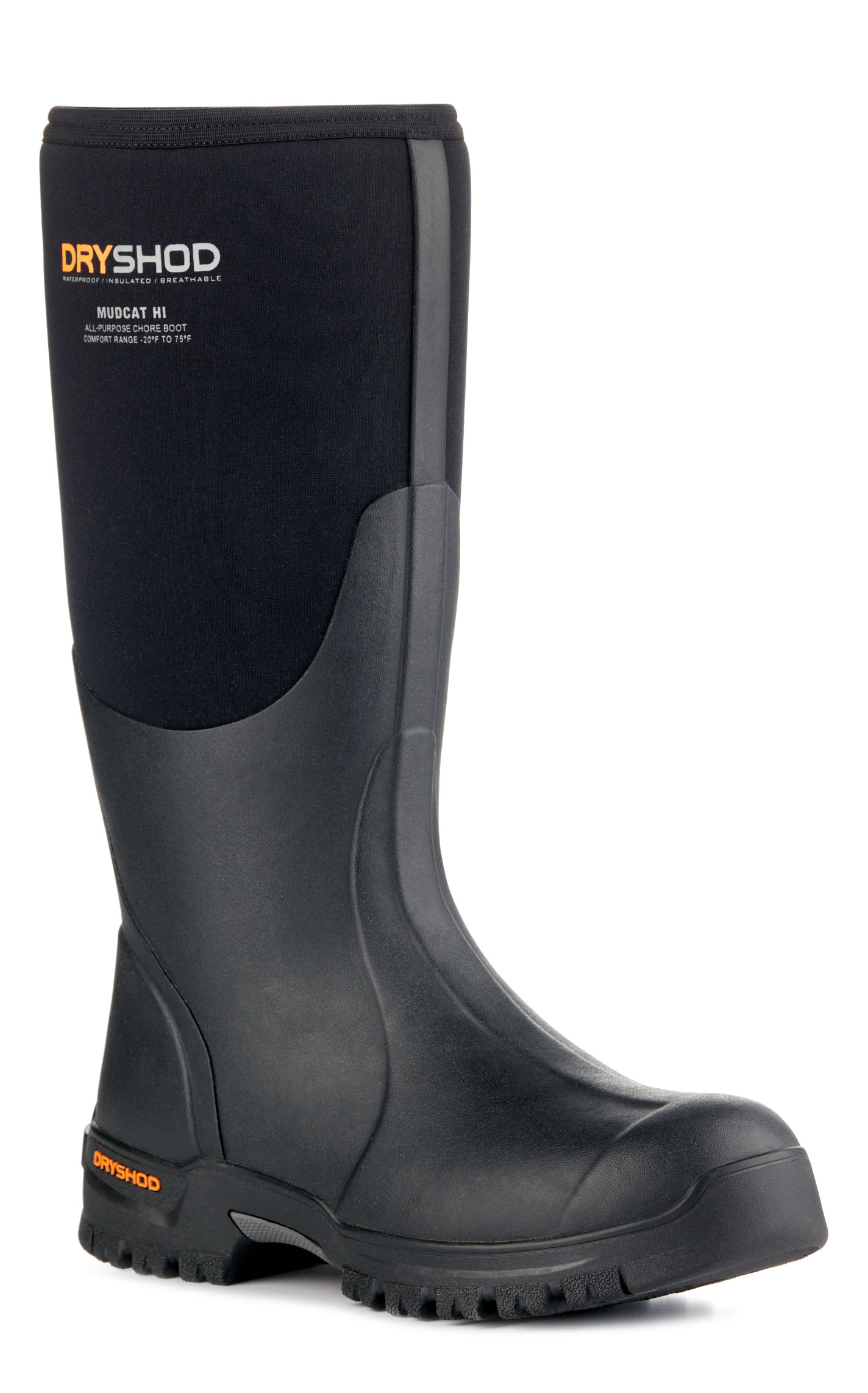 Dryshod Mudcat Hi Black Waterproof Toe Guard Round Toe Rubber Work Boots - Image 1