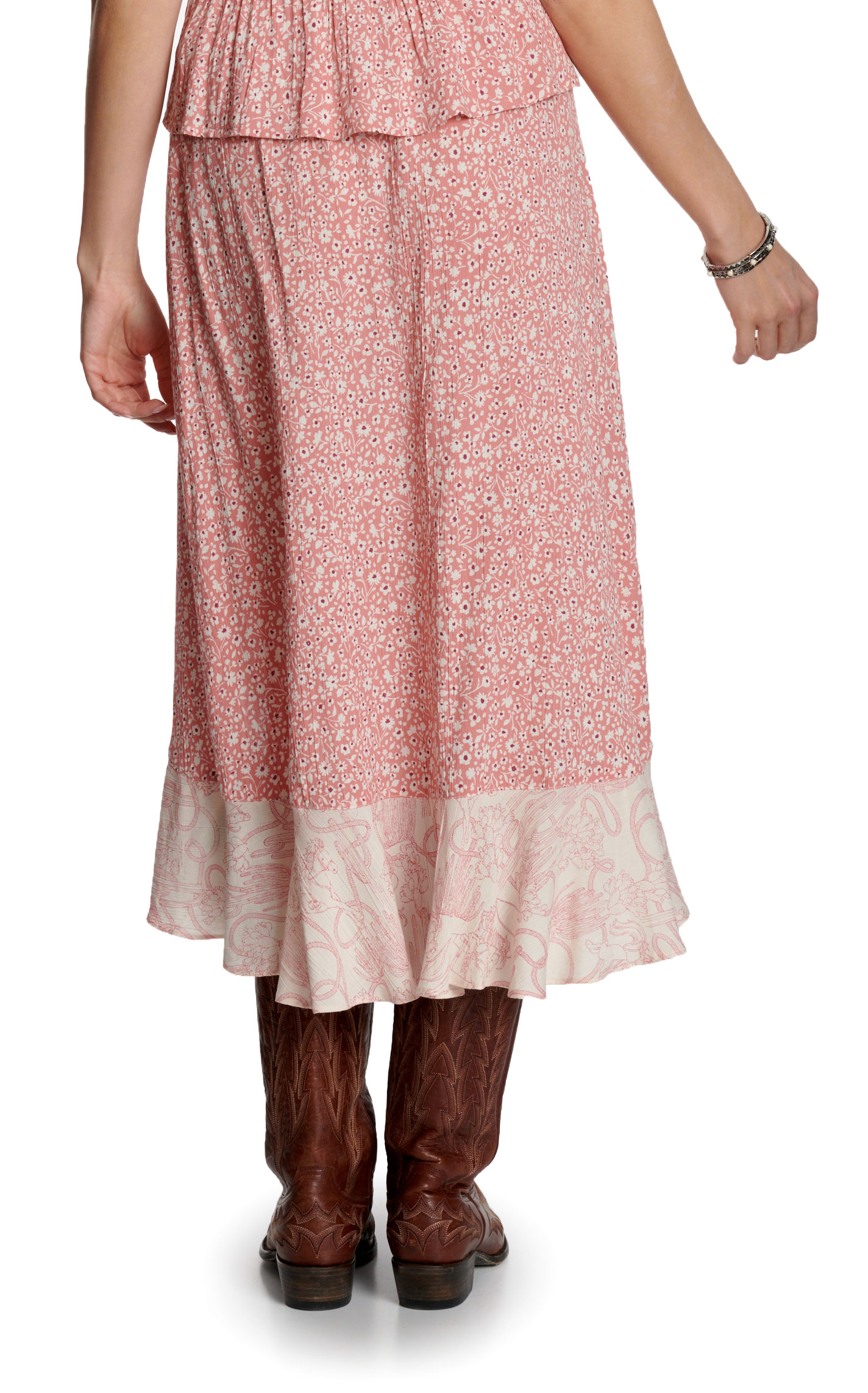 Rockin C Women's Pink Dual Western Print Skirt - Image 1