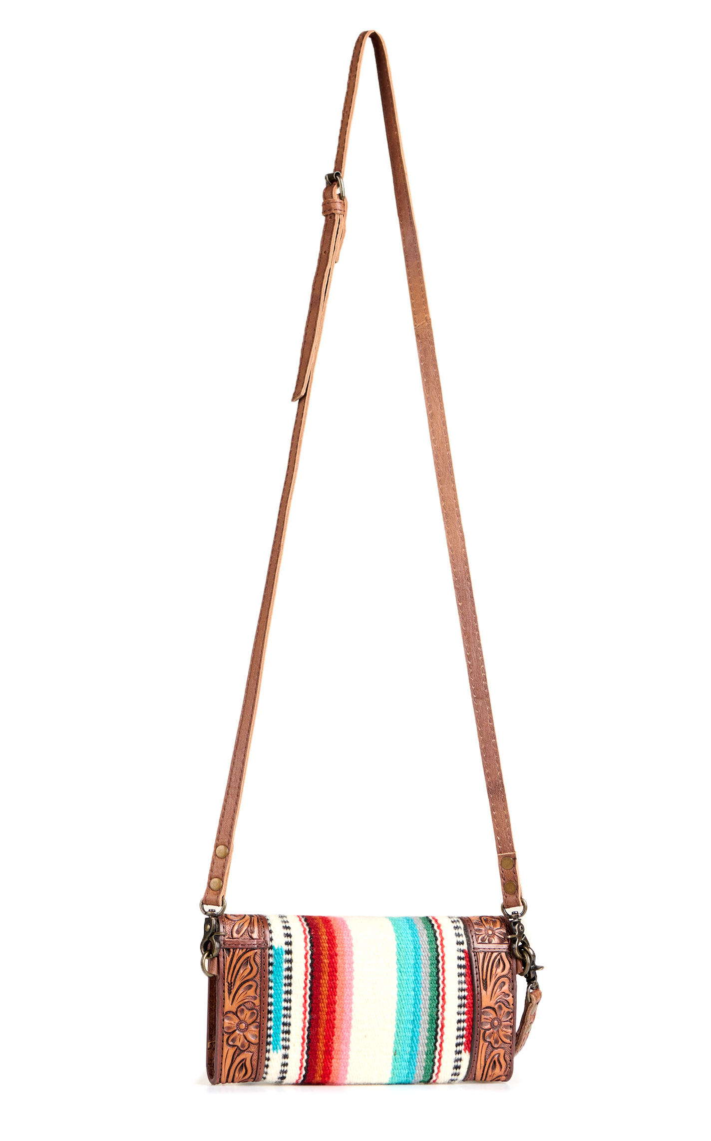 American Darling Serape Blanket Tooled Leather Clutch Crossbody - Image 1