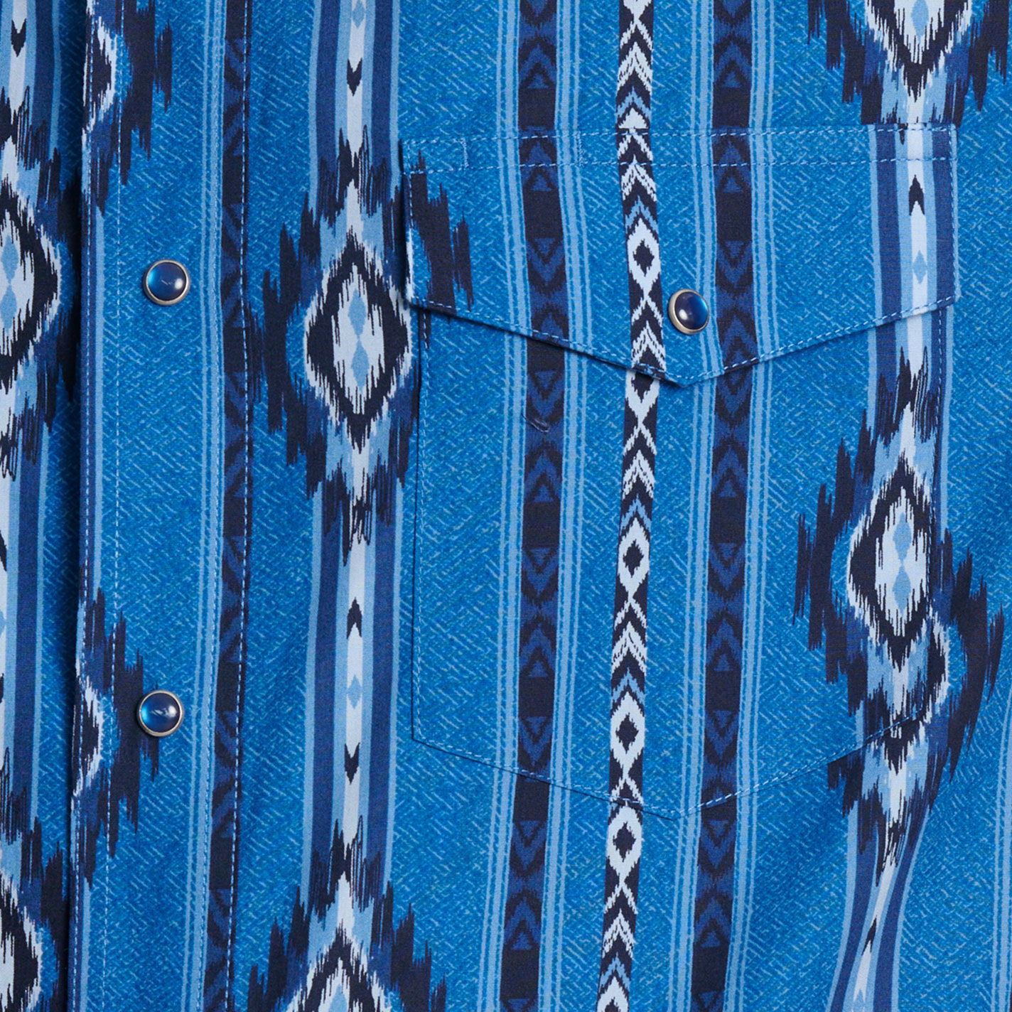 Checotah Men's Denim Blue Aztec Print Western Shirt - Image 1