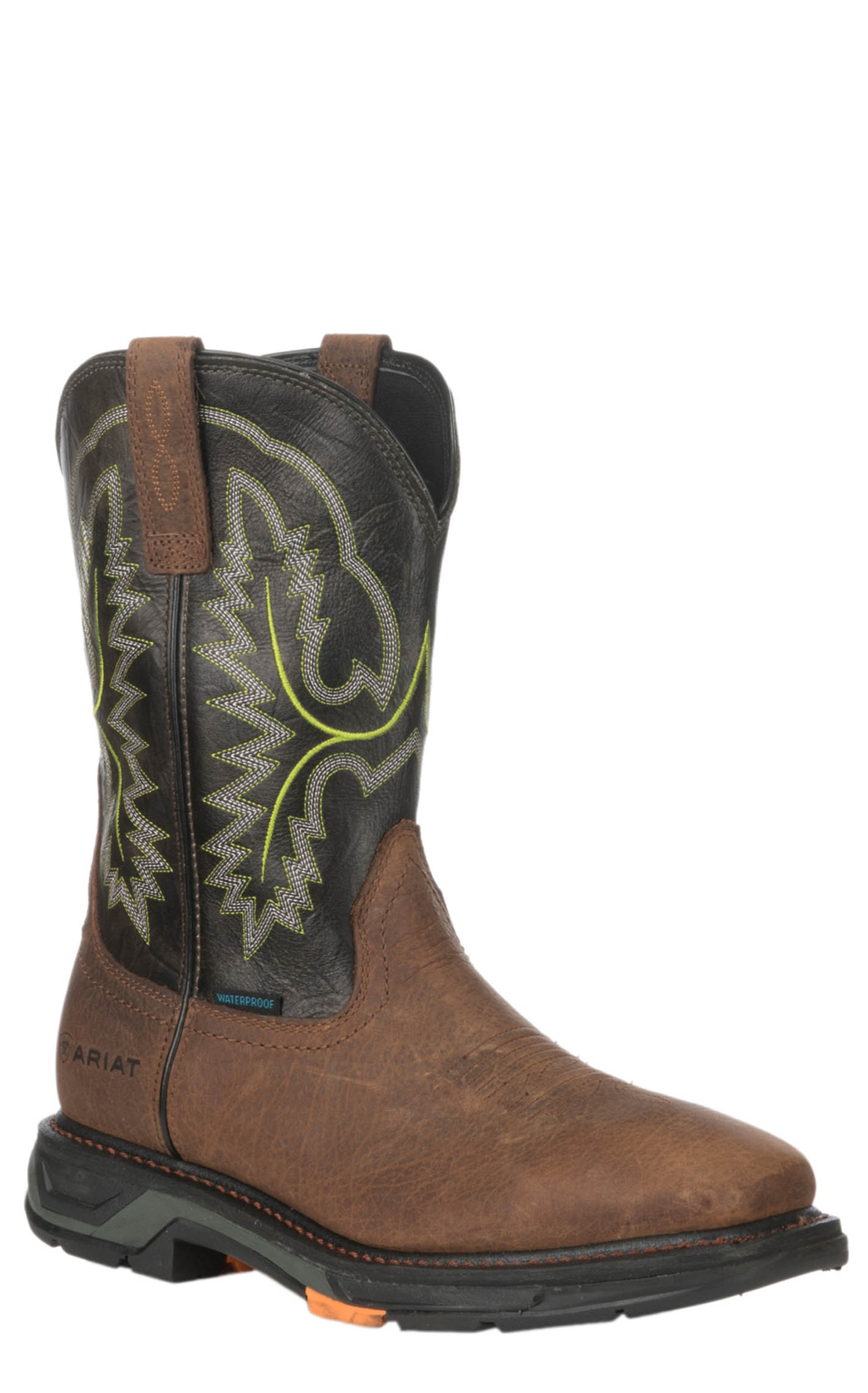 Ariat Men's WorkHog XT Tumbled Bark and Dark Forest Waterproof Wide Square Toe Work Boot - Image 1