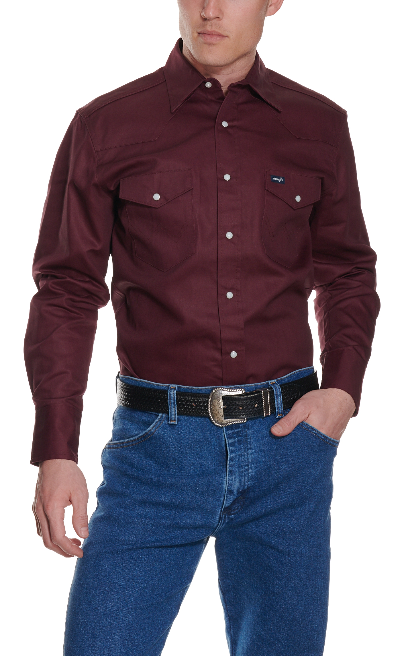 Wrangler Burgundy Twill Workshirt - Alpha Big & Tall Sizes - Image 1
