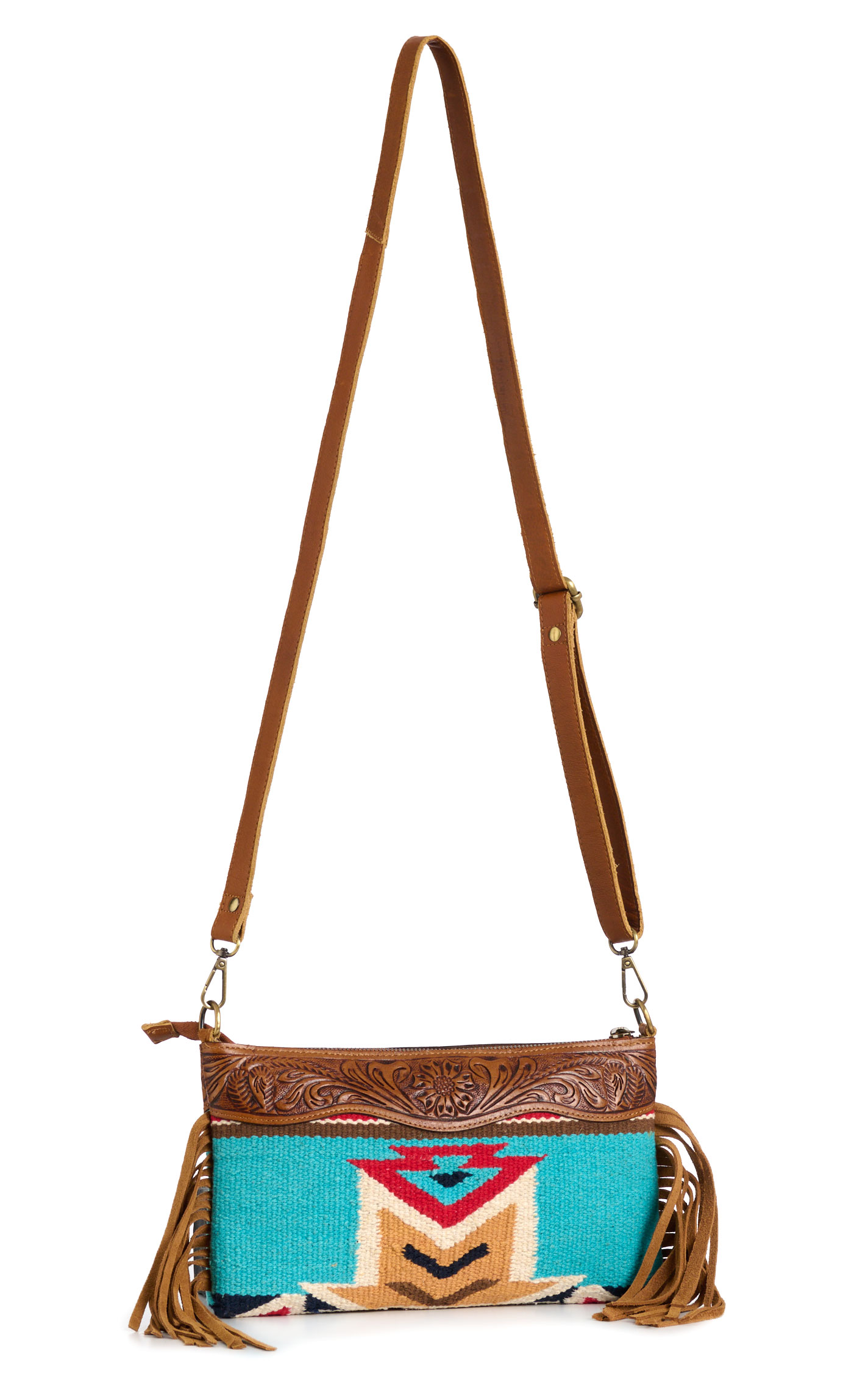 Montana Clothing Co. Aztec Blanket Tooled Crossbody Bag - Image 1