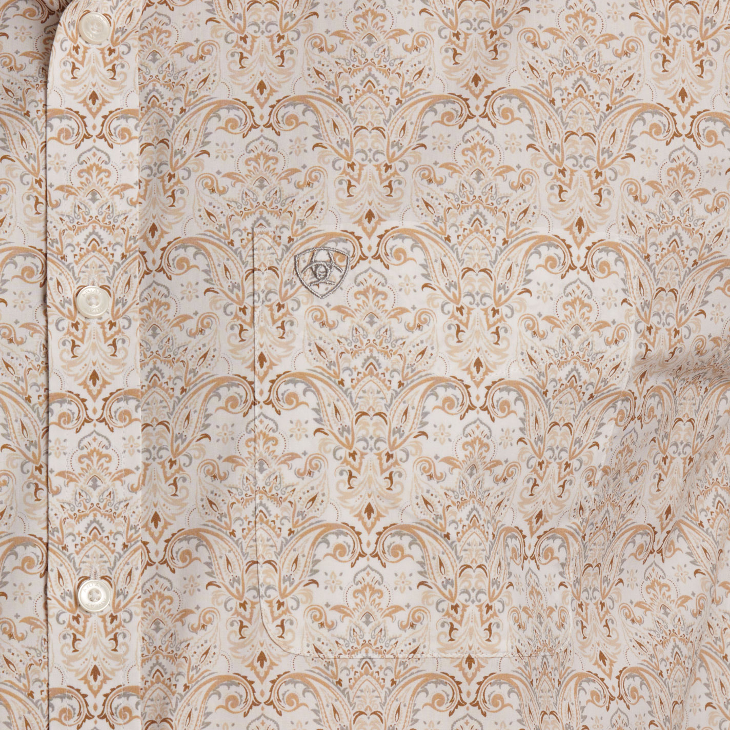 Ariat Men's Wellington Khaki Paisley Print Western Shirt - Image 1