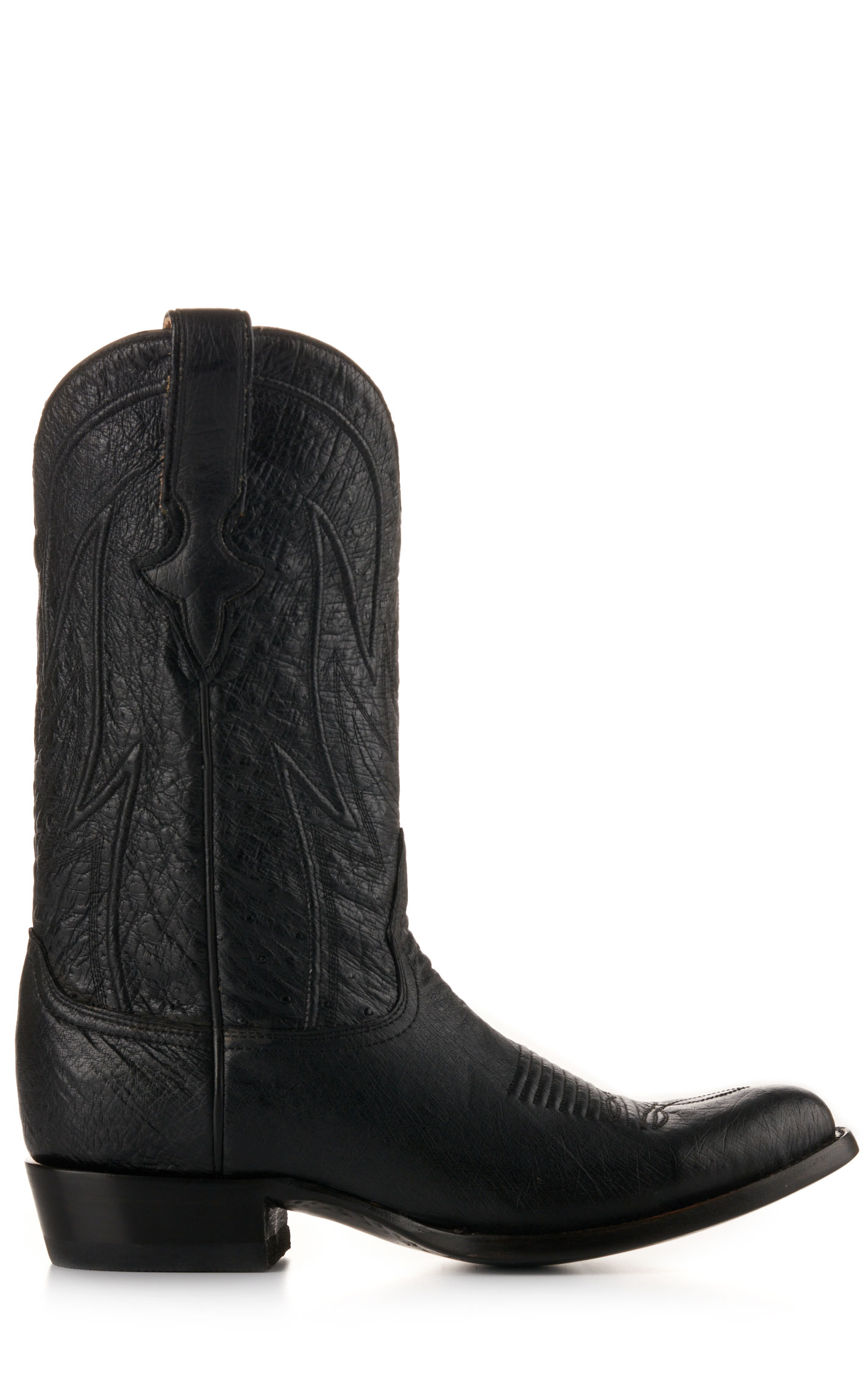 JRC & Sons Men's Cooper Smooth Quill Ostrich Round Toe Exotic Cowboy Boot in Black - Image 1