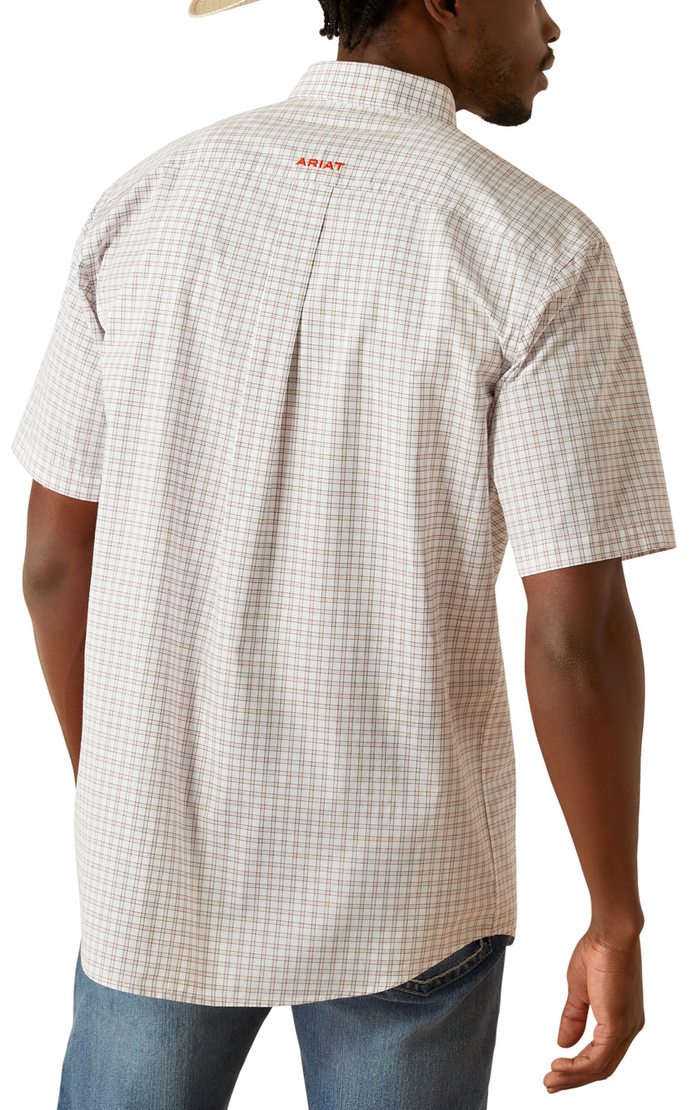 Ariat Pro Series Men's Woody White & Red Plaid Western Shirt - Image 1