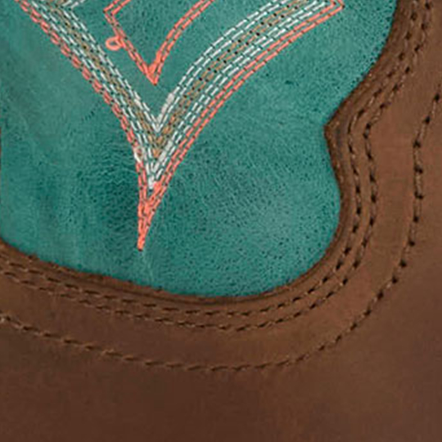 Justin Women's Frontier Collection Brown & Teal Wide Square Toe Boots - Image 1
