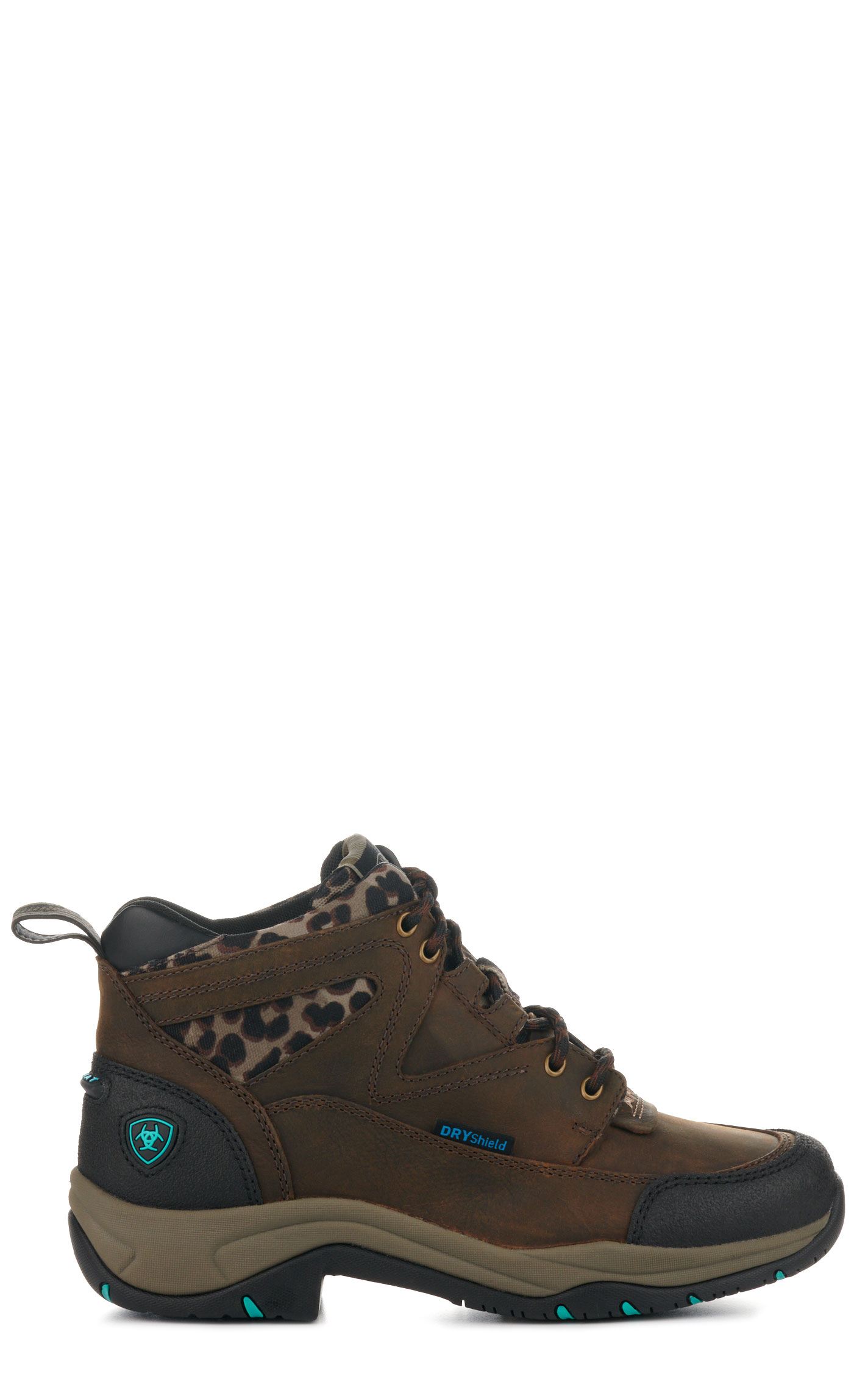 Ariat Women's Terrain Chocolate and Leopard Waterproof Round Toe Lace Up Boots - Image 1