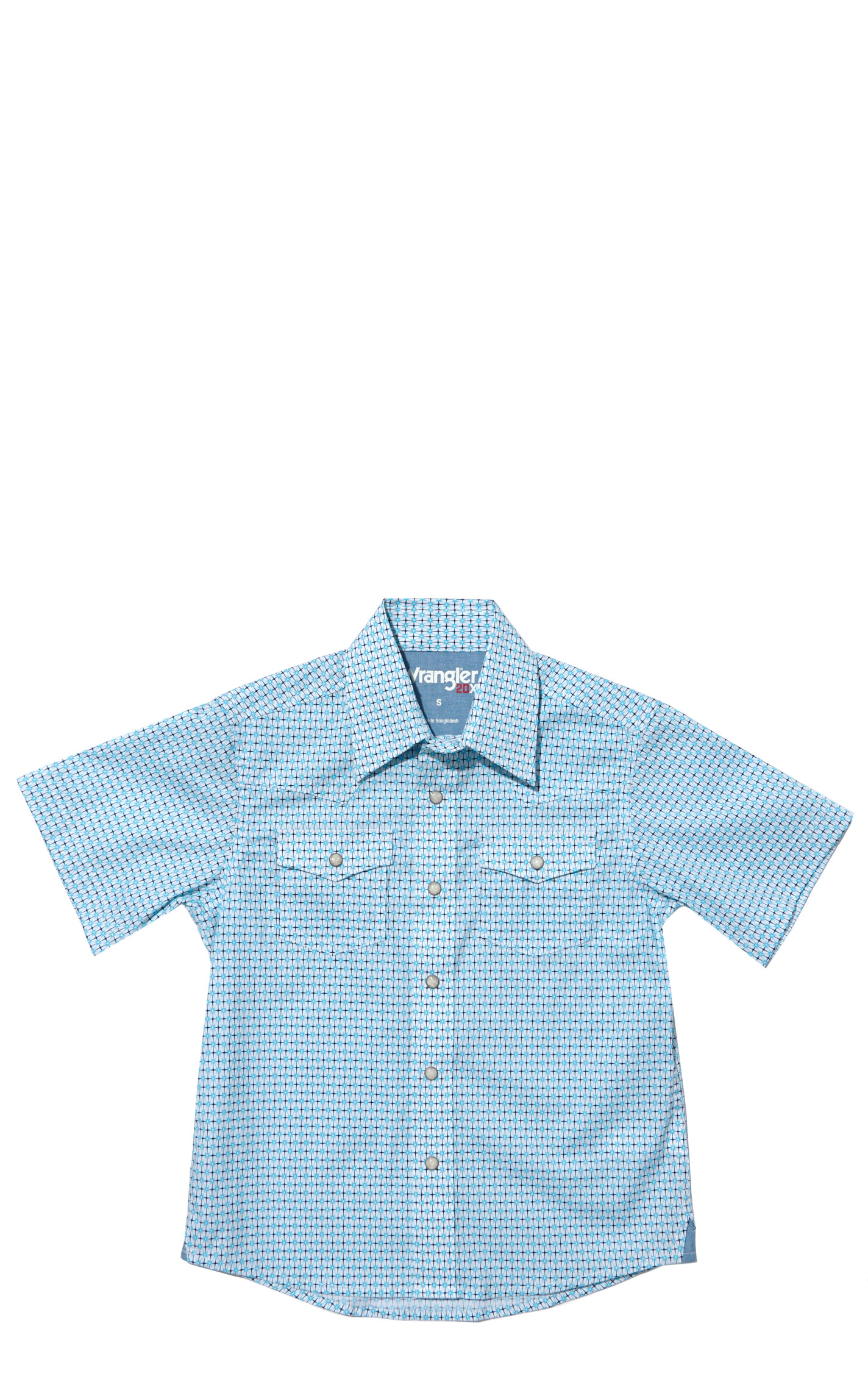 Wrangler 20X Boy's Turquoise Geo Print Western Shirt - Image 1