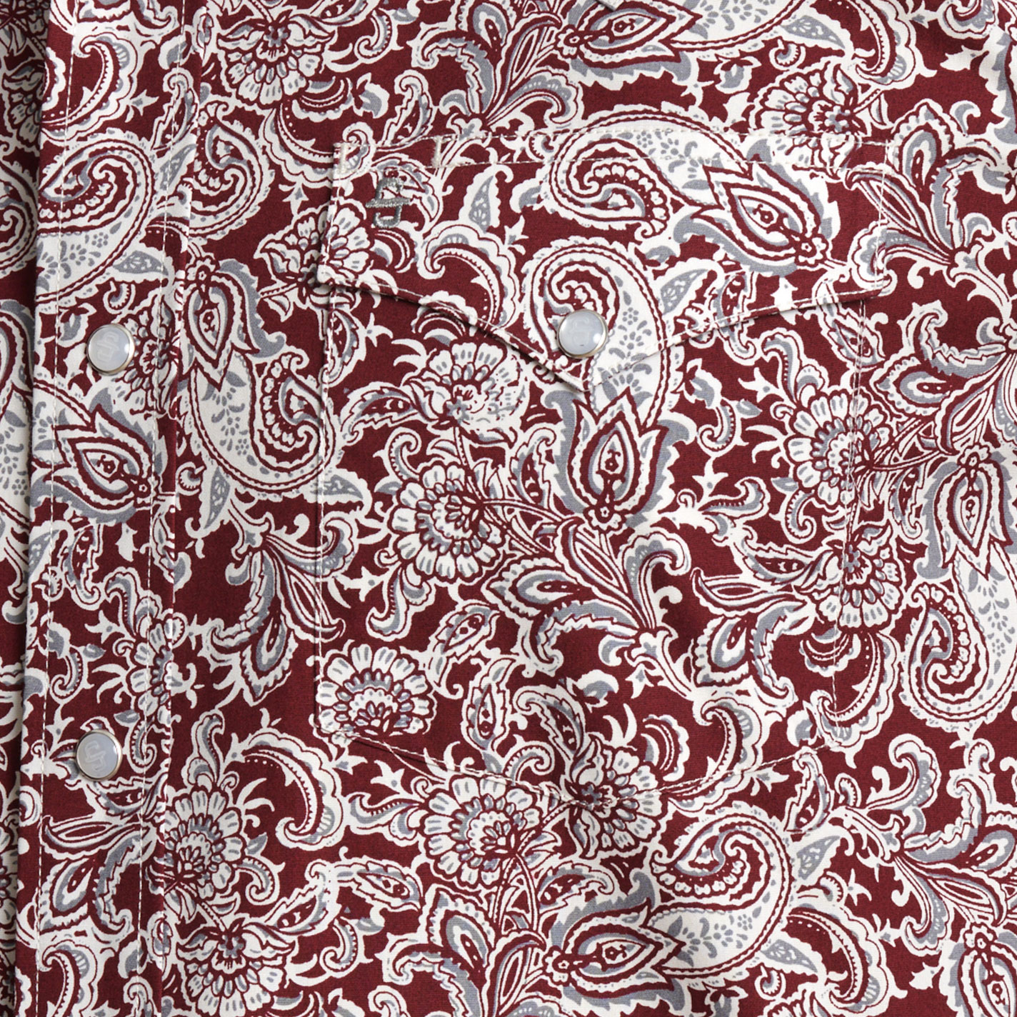 Stetson Men's Burgundy and White Paisley Western Shirt - Image 1