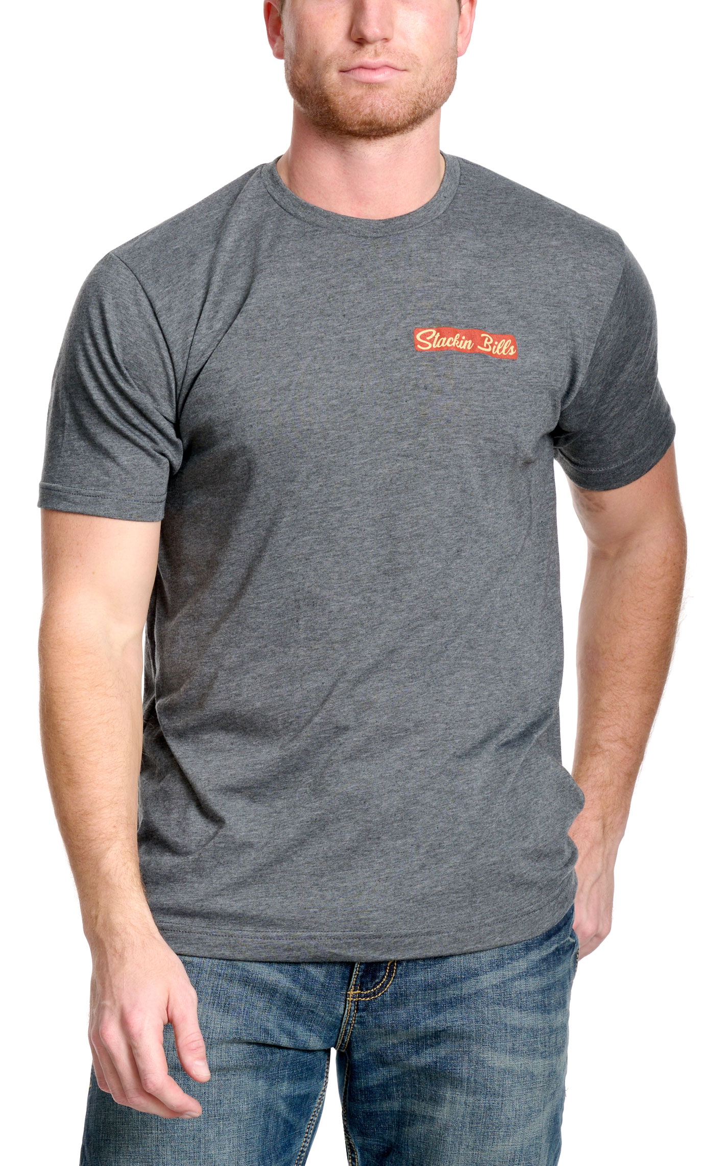 Stackin' Bills Men's Gray Sunset Logo Graphic T-Shirt - Image 1