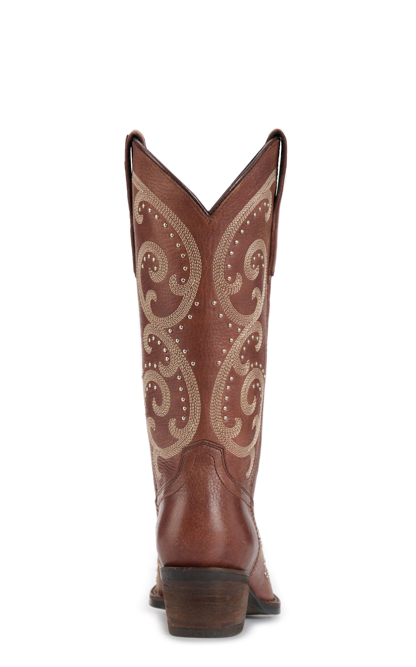 Rockin' C Women's Brown Crackle with Embroidery Snip Toe Cowboy Boots - Image 1