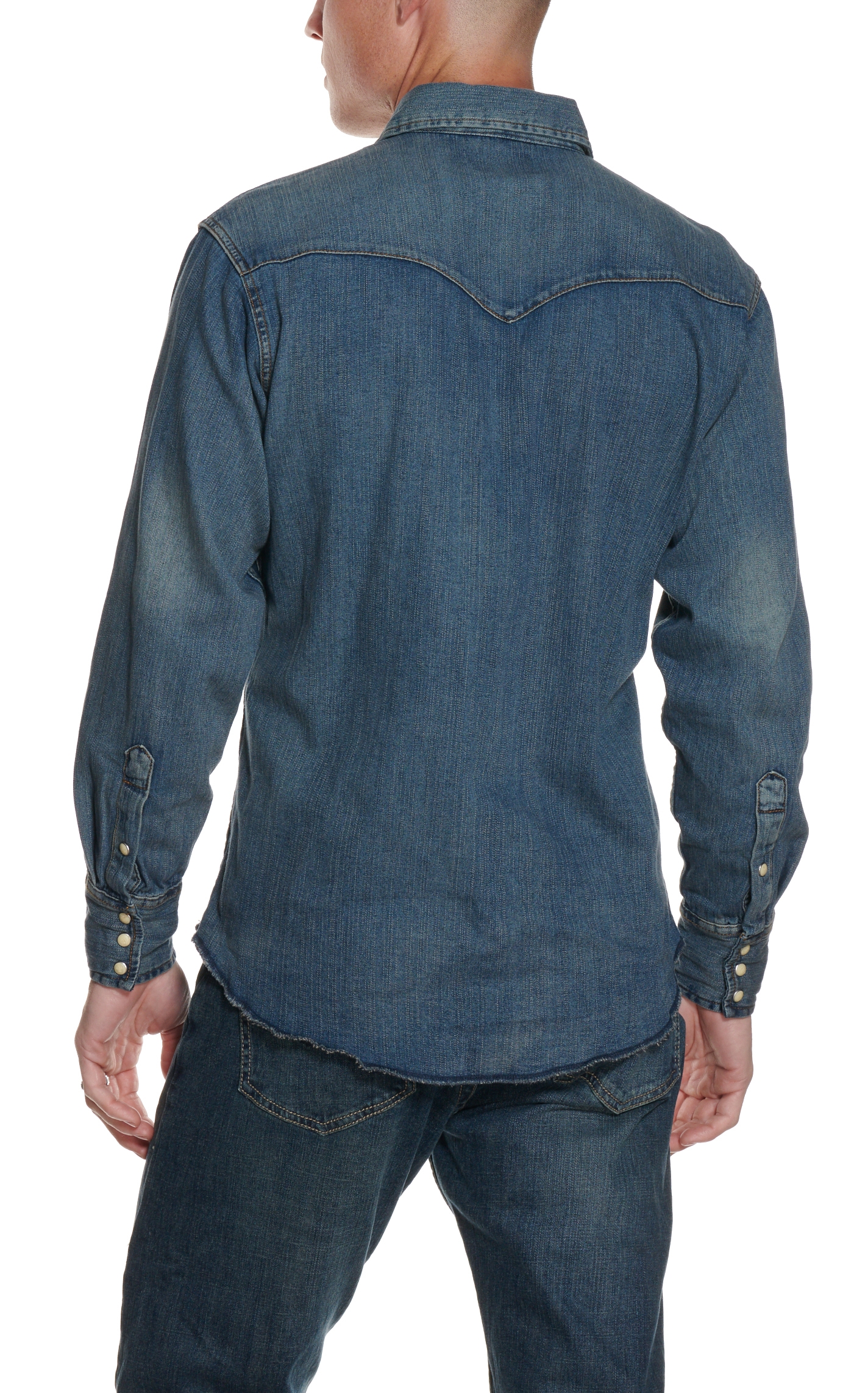 Wrangler Indigo Slub Denim Long Sleeve Shirt - Image 1