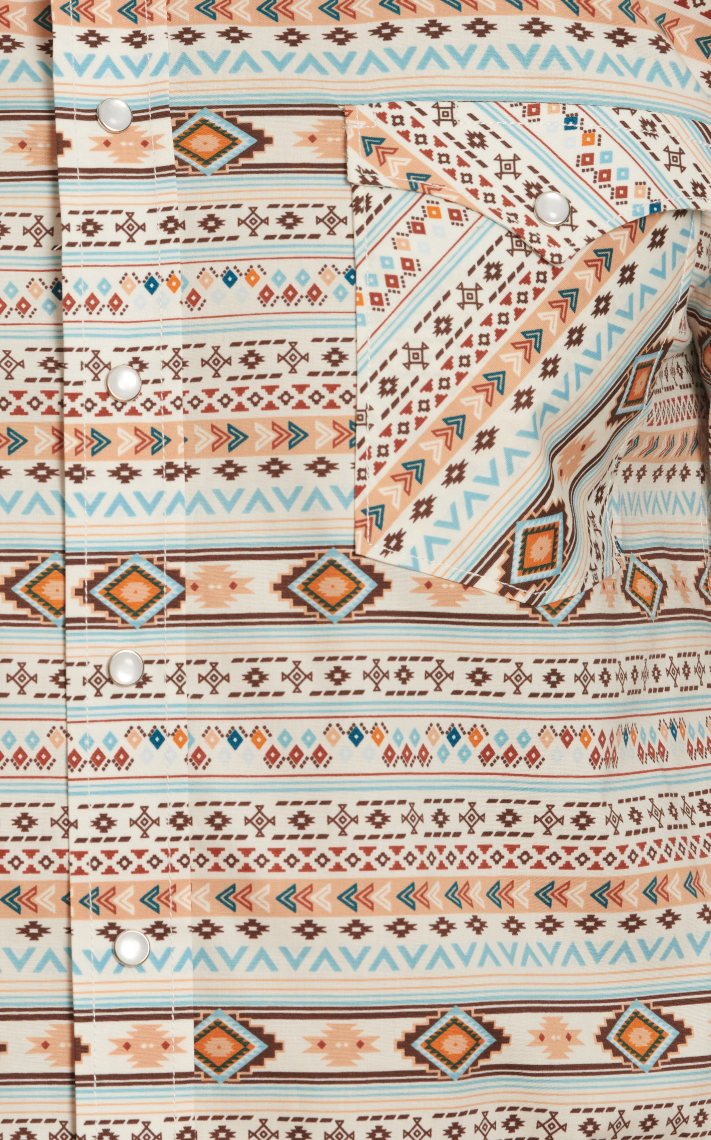 Panhandle Men's Rough Stock Latte Rust & Blue Aztec Western Shirt - Image 1