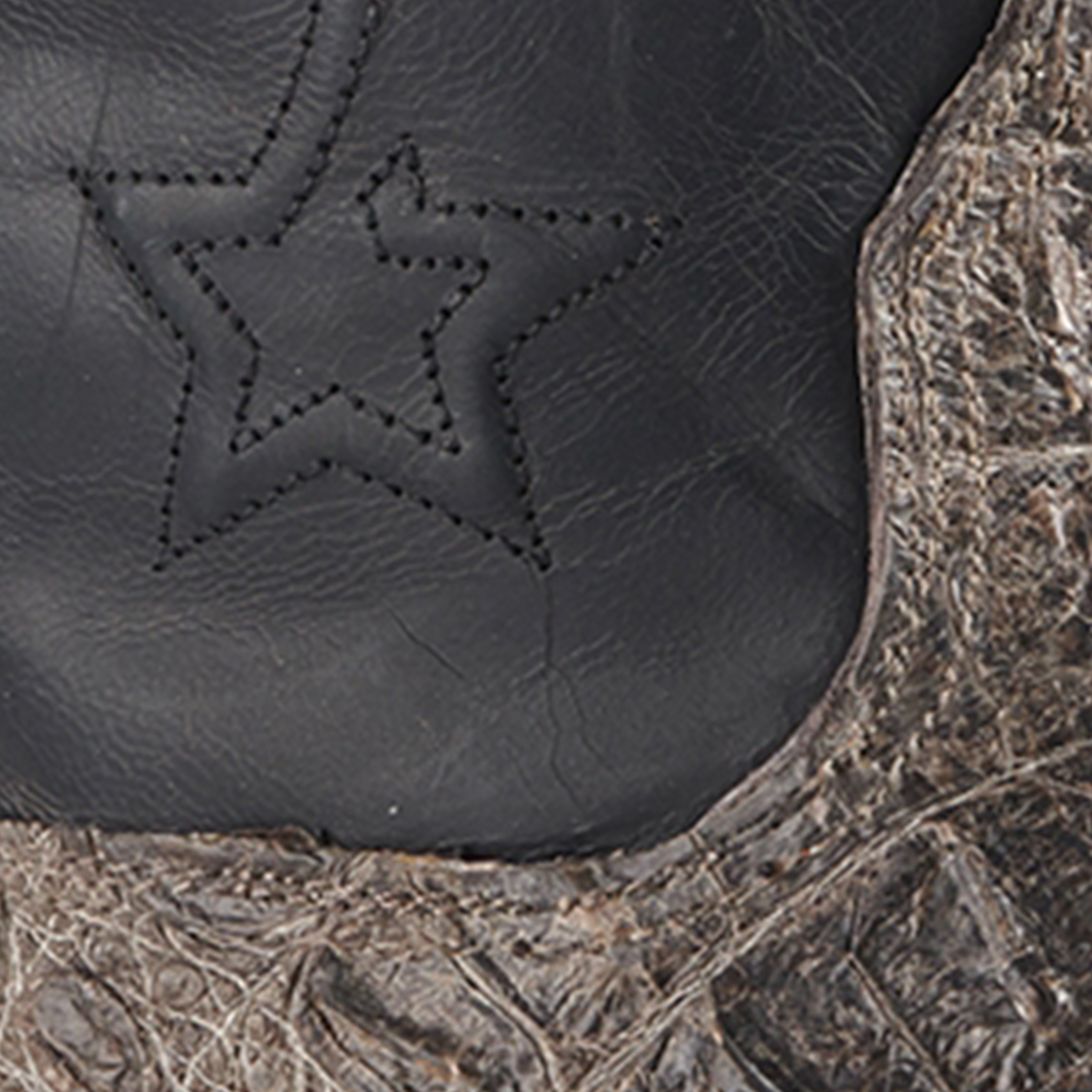 Black Jack Men's Natural Caiman Hornback and Black with Star Inlay Wide Square Toe Exotic Cowboy Boots - Image 1