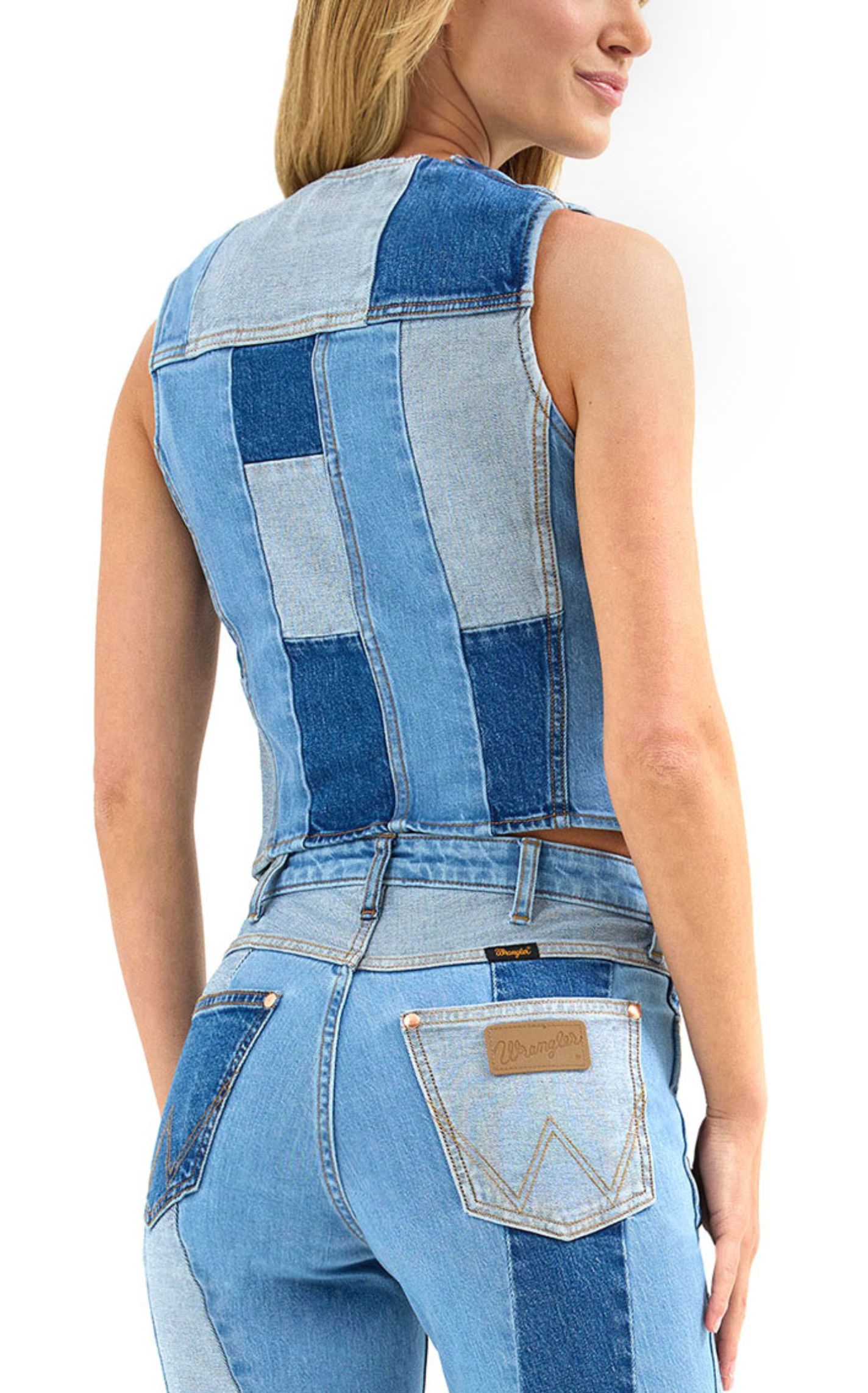 Wrangler & Lainey Wilson Women's Denim Patchwork Vest - Image 1