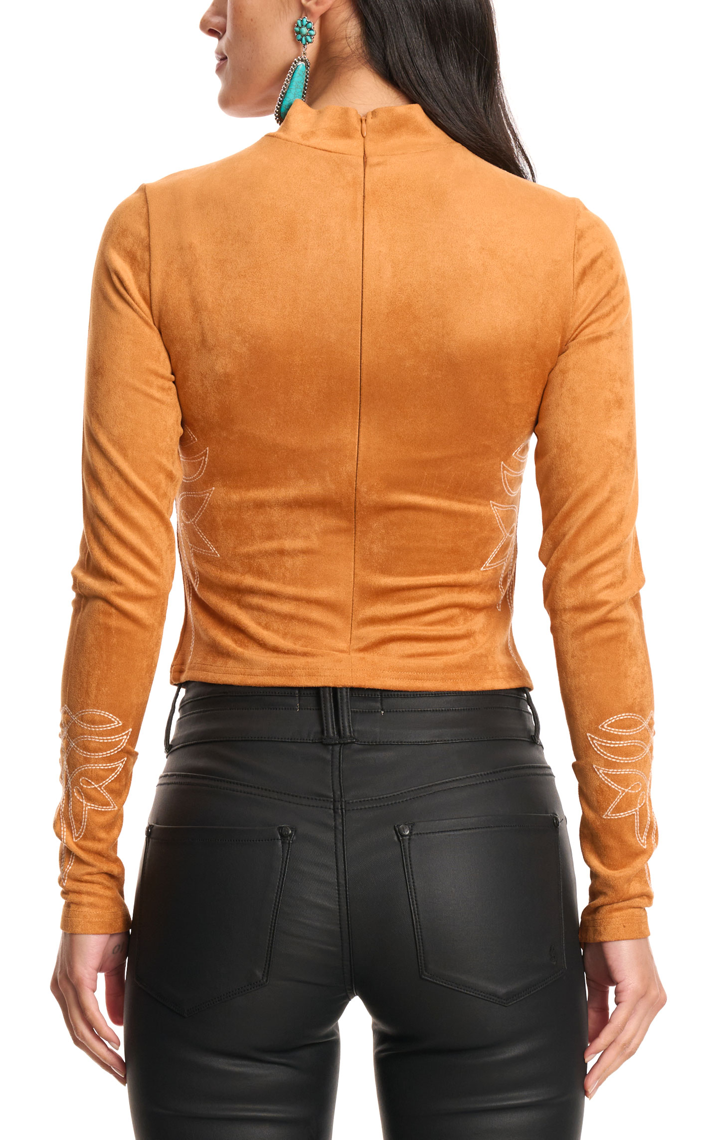 Blue B Women's Caramel Faux Suede Boot Stitch Top - Image 1