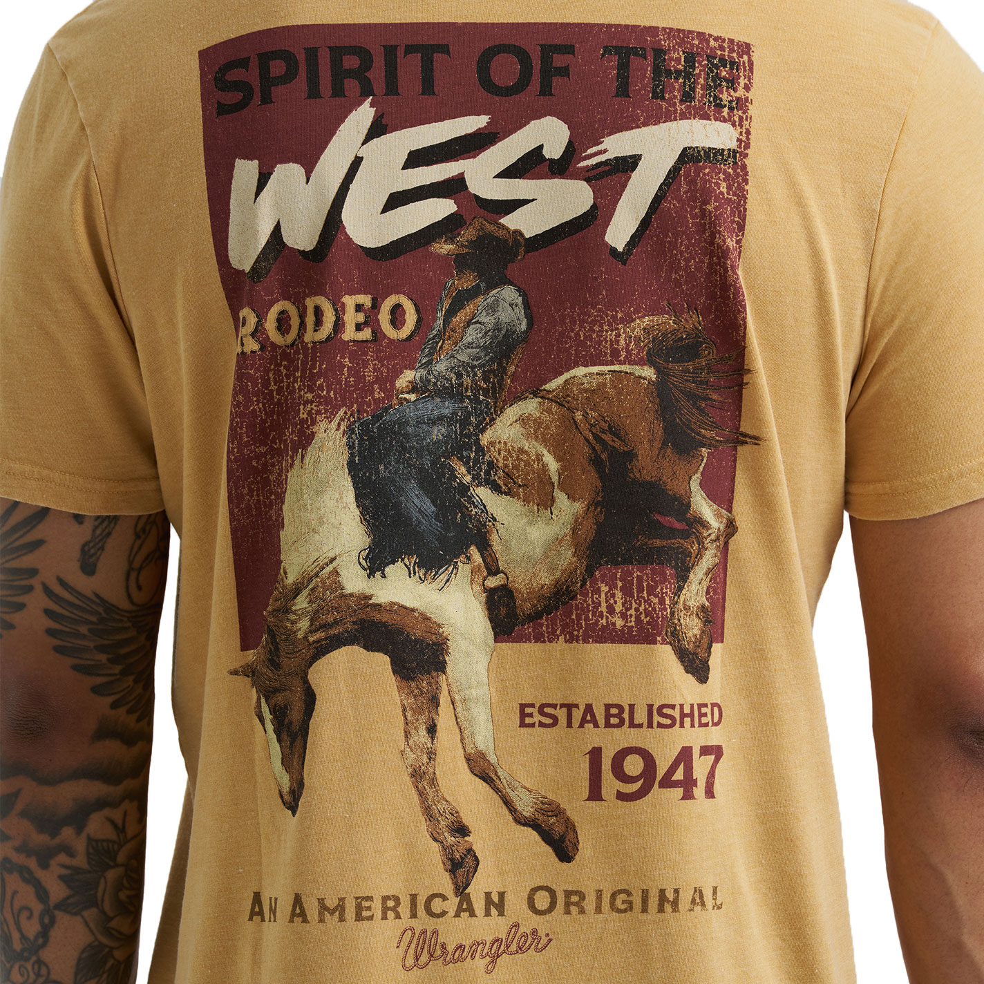 Wrangler Men's Light Orange Spirit Of The West Graphic Logo T-Shirt - Image 1