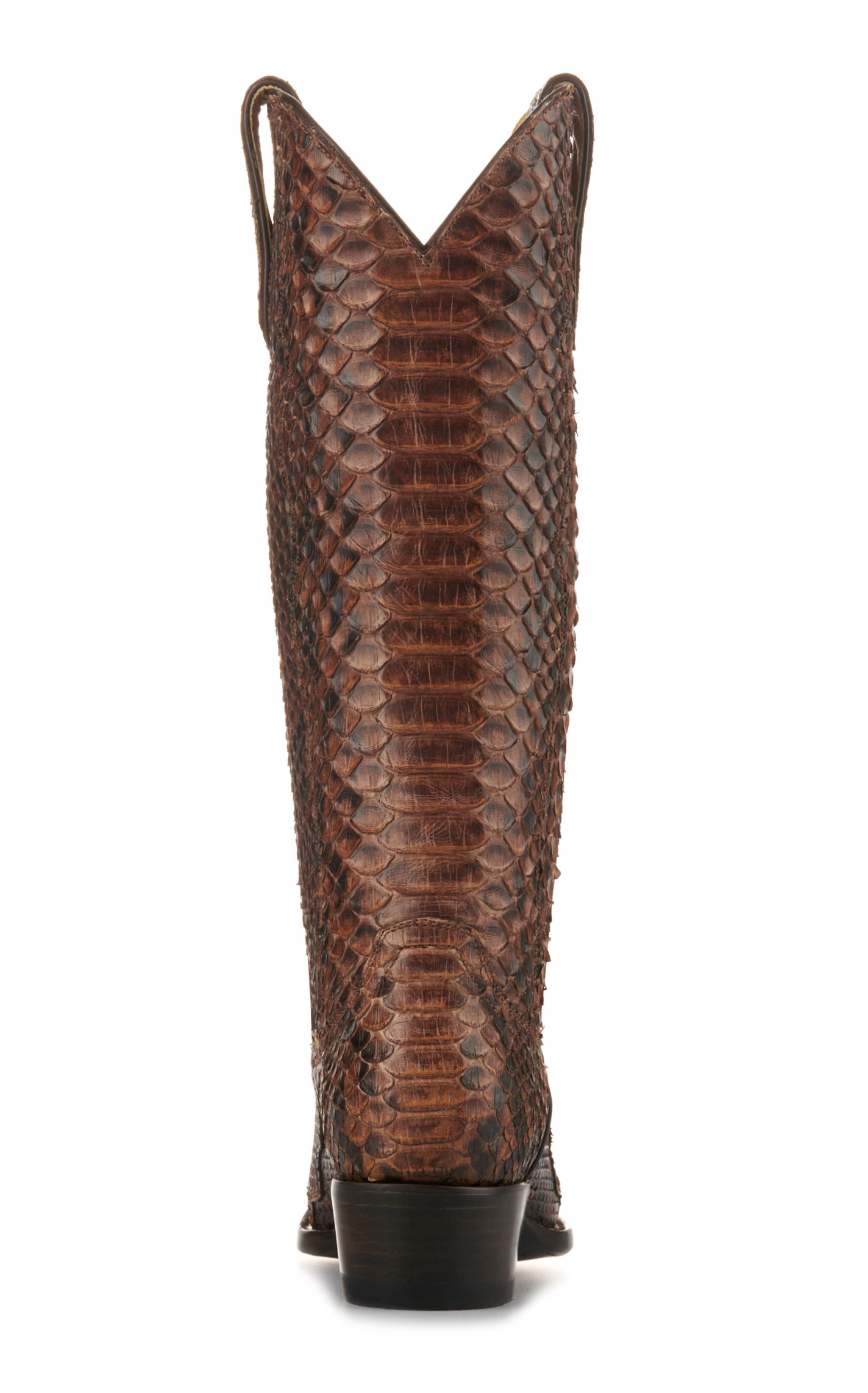 Cavender's Women's Brown Python Snip Toe Exotic Cowboy Boots - Image 1