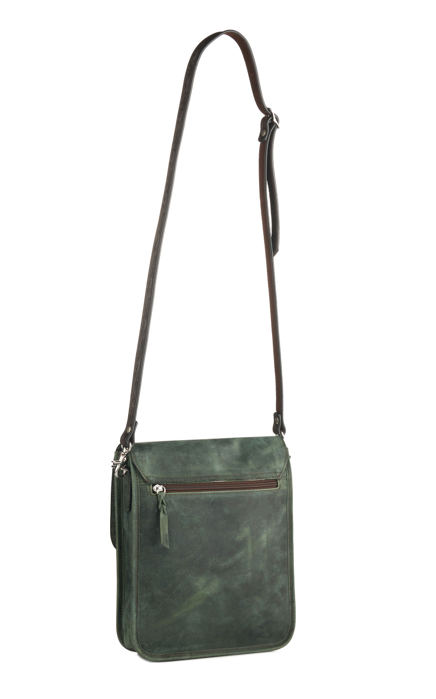 Angel Ranch Dark Sage Leather & Etched Silver Concho Crossbody Bag - Image 1