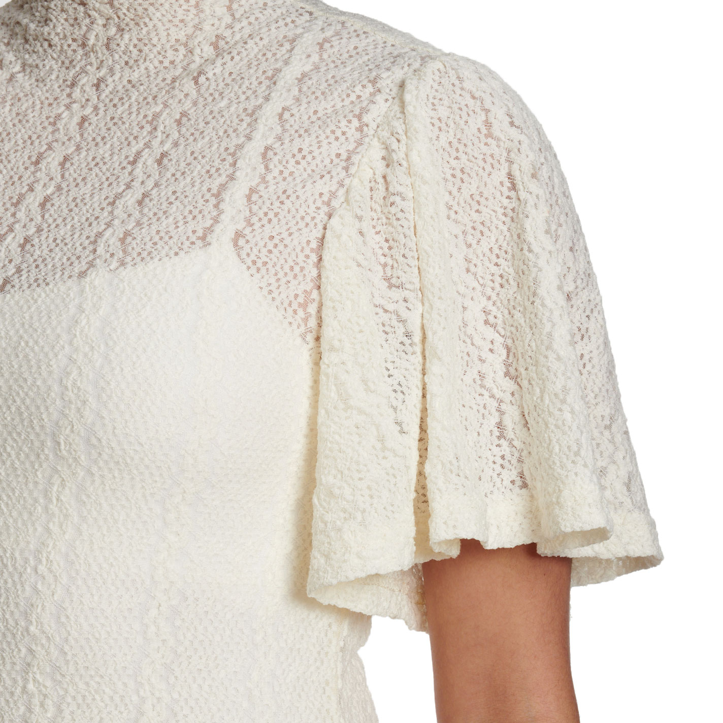 Rockin' C Women’s Cream Lace Flutter Sleeve Top - Image 1