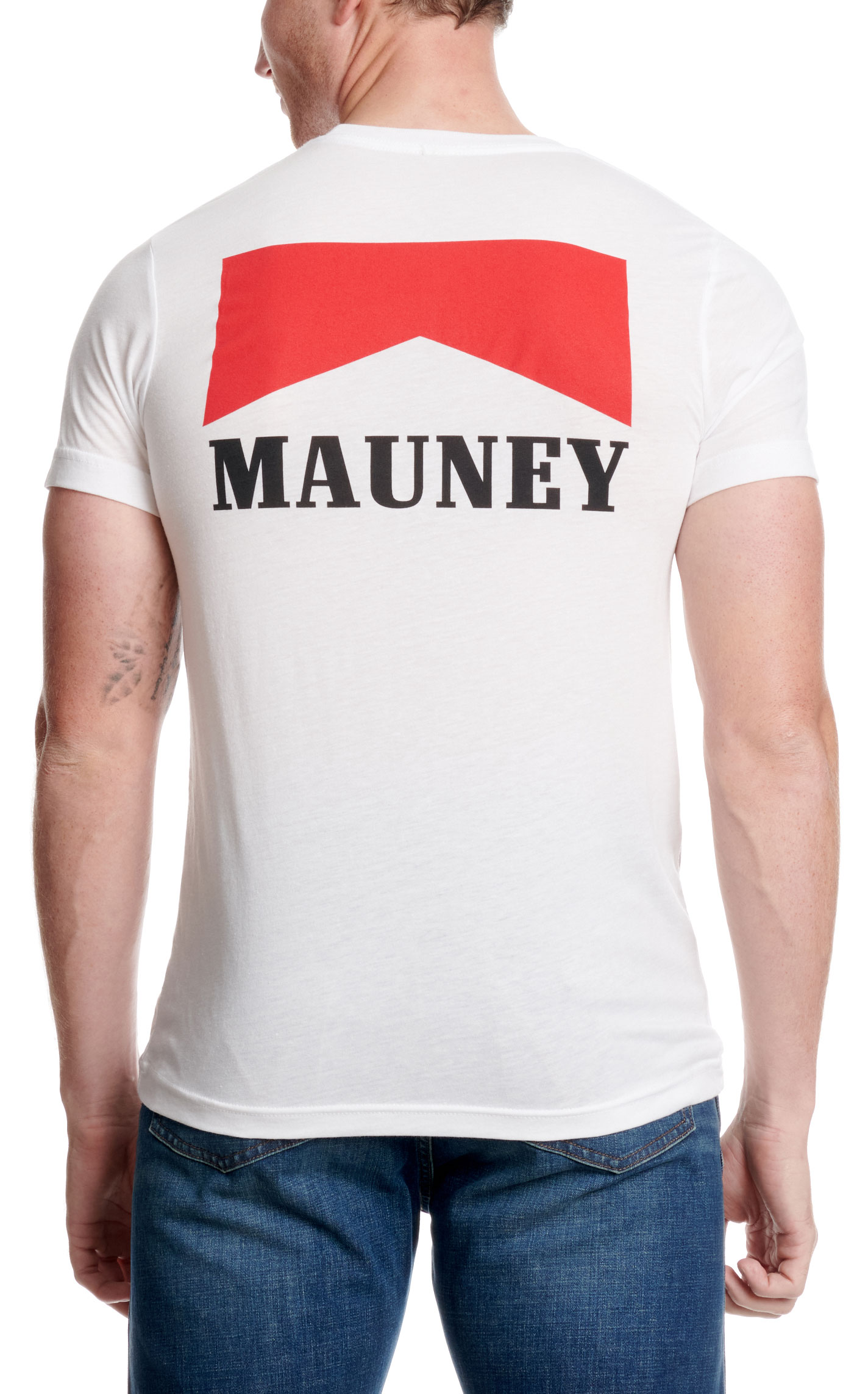 Rodeo Time Dale Brisby Men's White & Red Mauney Logo T-Shirt - Image 1