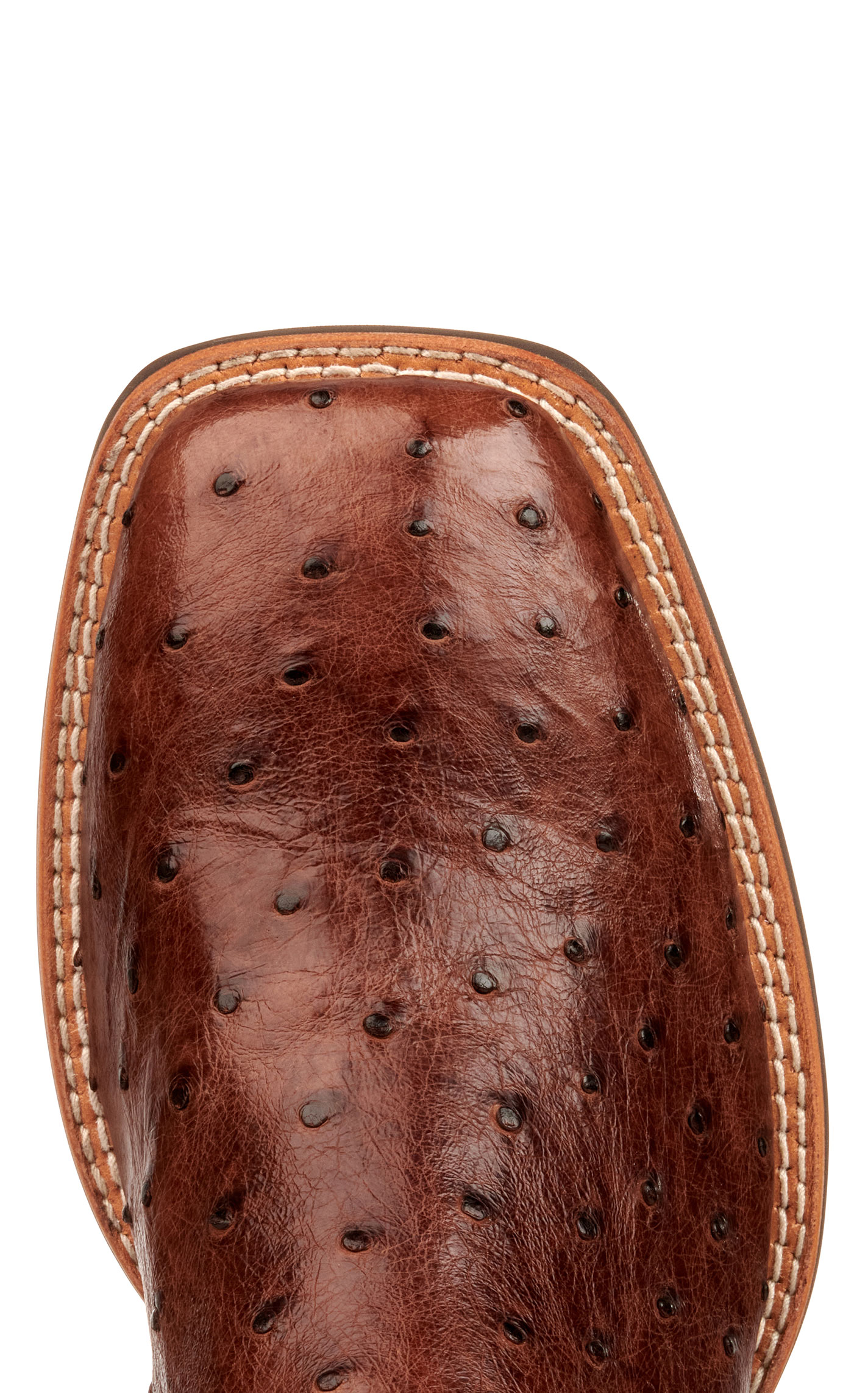 Ariat Men's Dagger Tan and Dark Tabac Full Quill Ostrich Shock Shield Wide Square Toe Exotic Cowboy Boots - Image 1