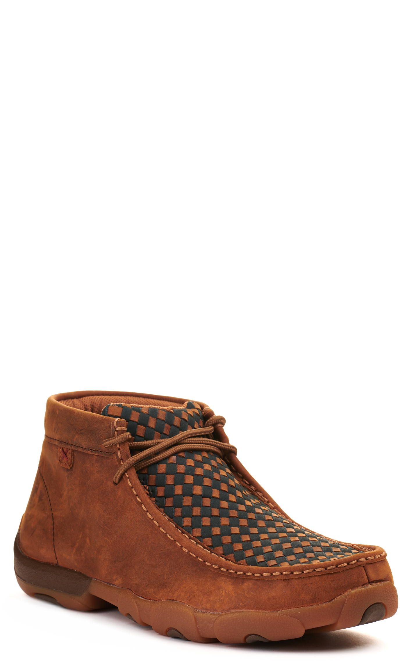 Twisted X Men's Oiled Saddle & Midnight Basketweave Driving Moccasin Casual Shoes - Image 1