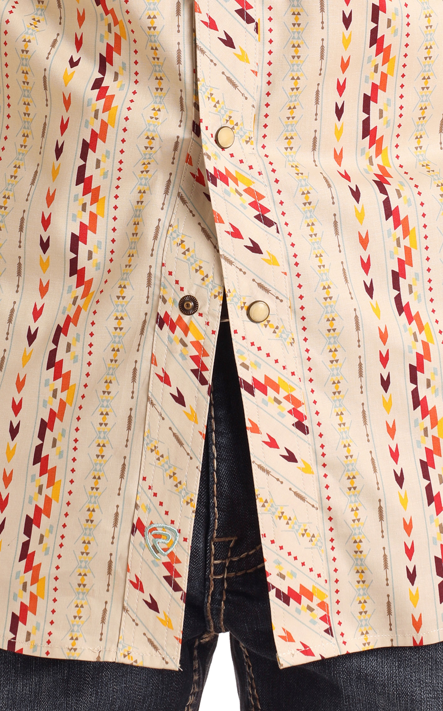 Rock & Roll Denim Men's Latte Sunset Aztec Western Shirt - Image 1